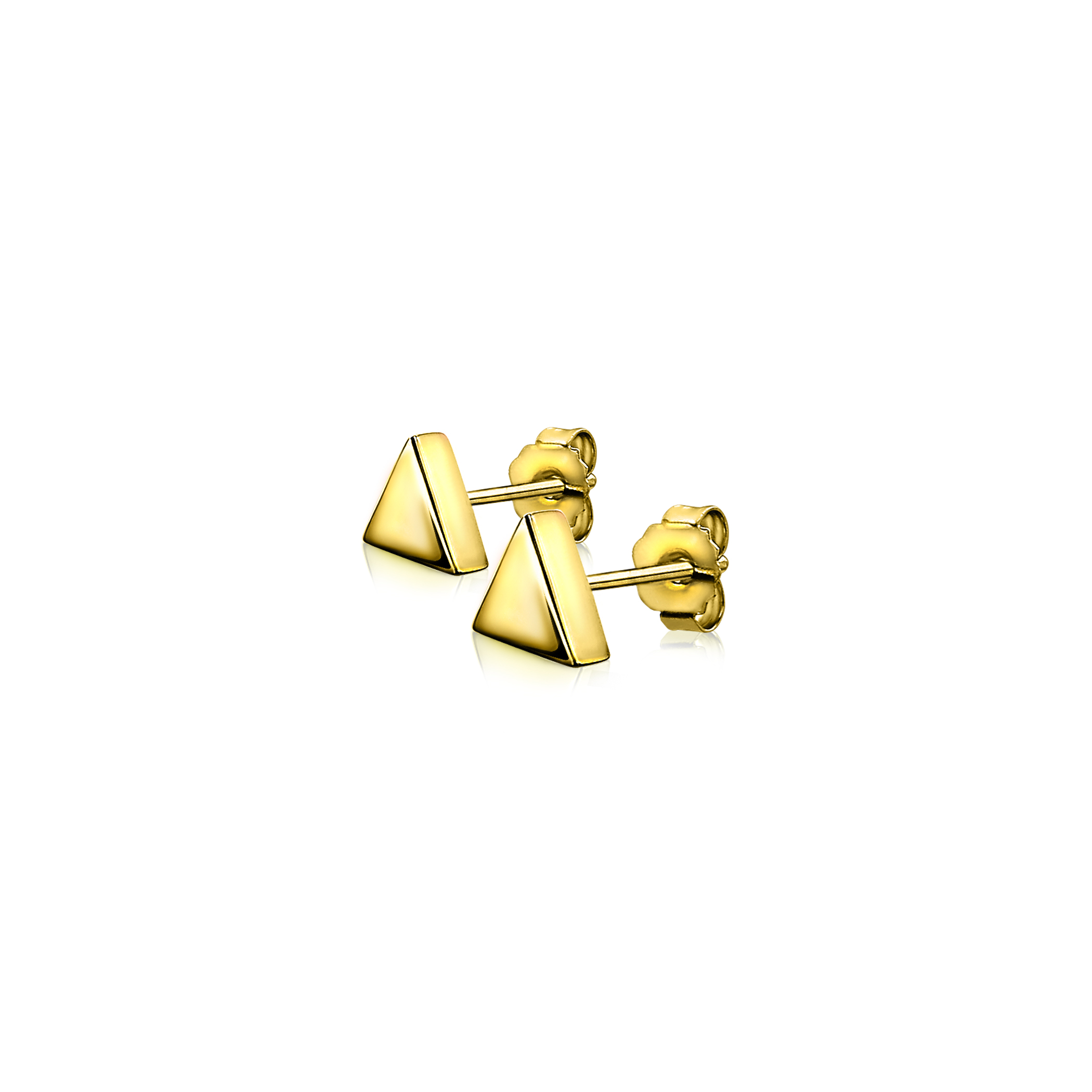 6mm ZINZI Gold Plated Sterling Silver Stud Earrings Shiny Triangle ZIO1375G