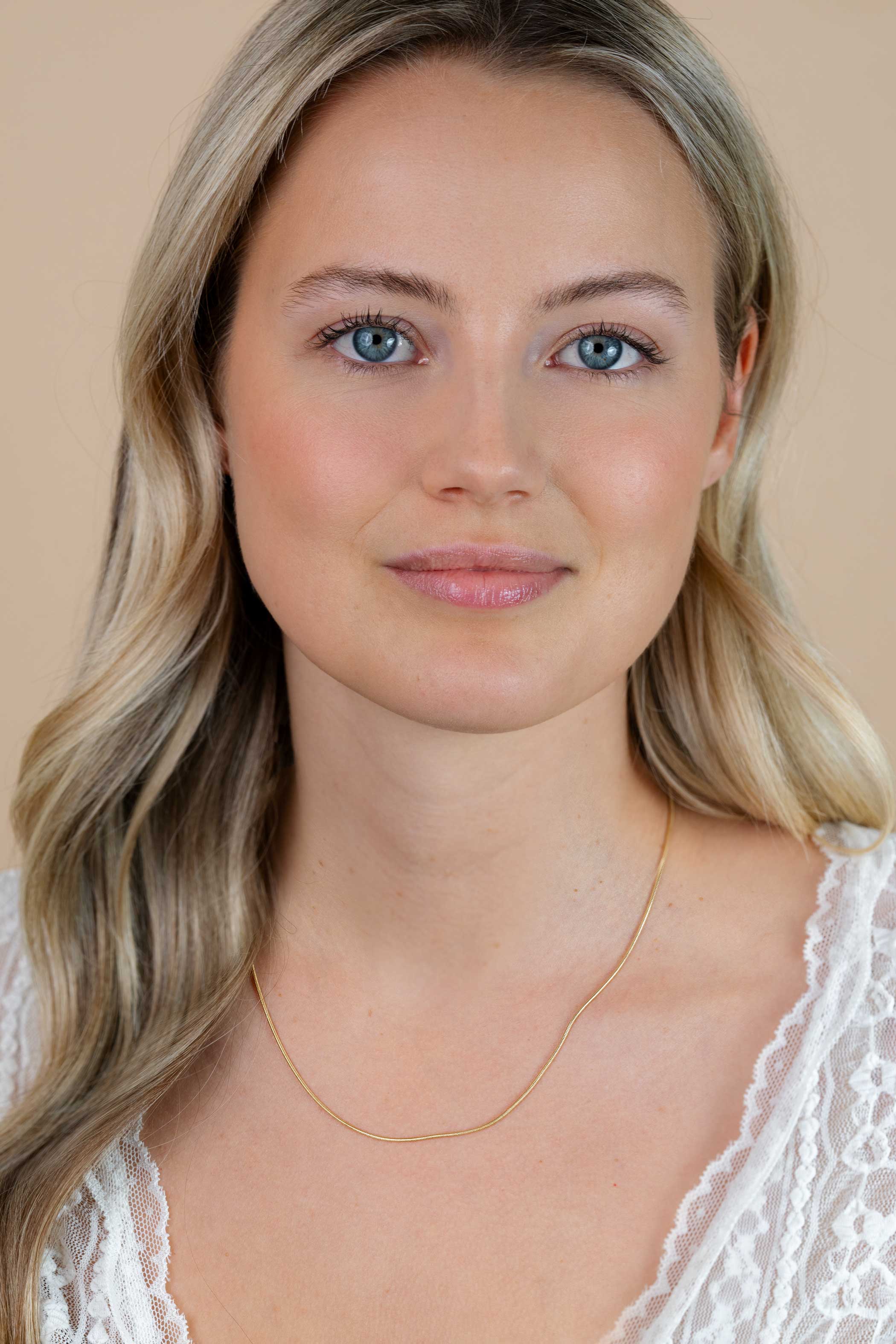 ZINZI Gold Plated Sterling Silver Snake Necklace 1mm width 45cm ZISL45G