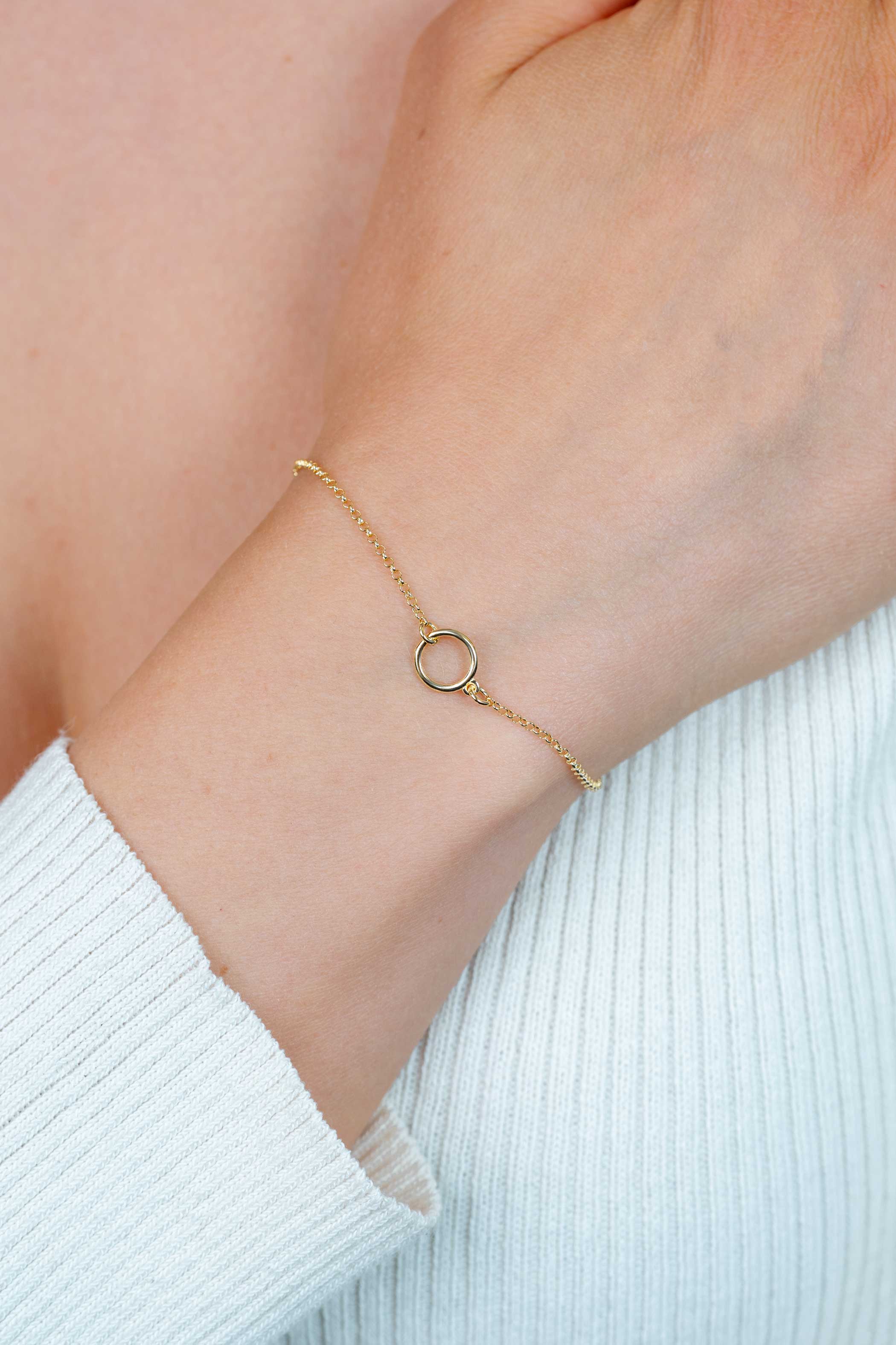 ZINZI Gold Plated Sterling Silver Bracelet with Open Circle 16,5-19cm ZIA2523G