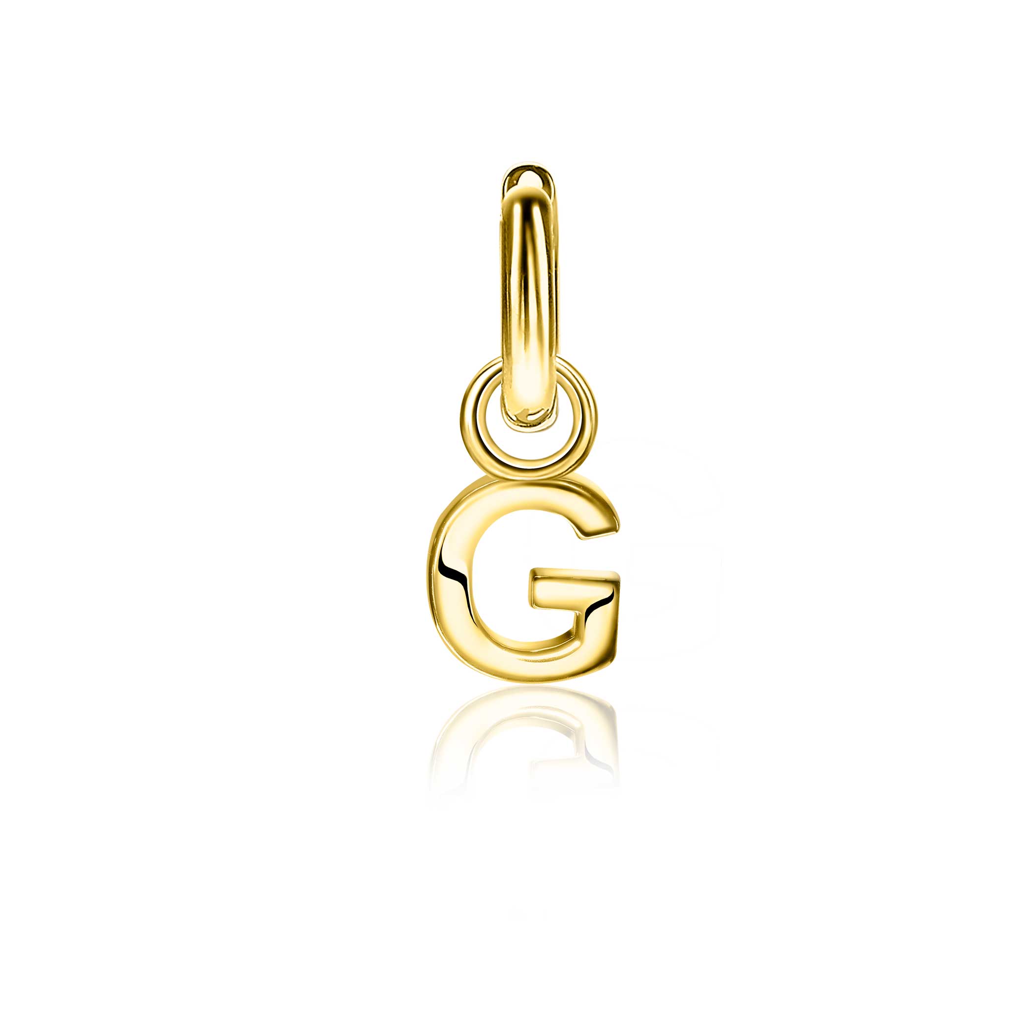 ZINZI Gold Plated Letter Earrings Pendant G price per piece ZICH2145G (excl. hoop earrings)