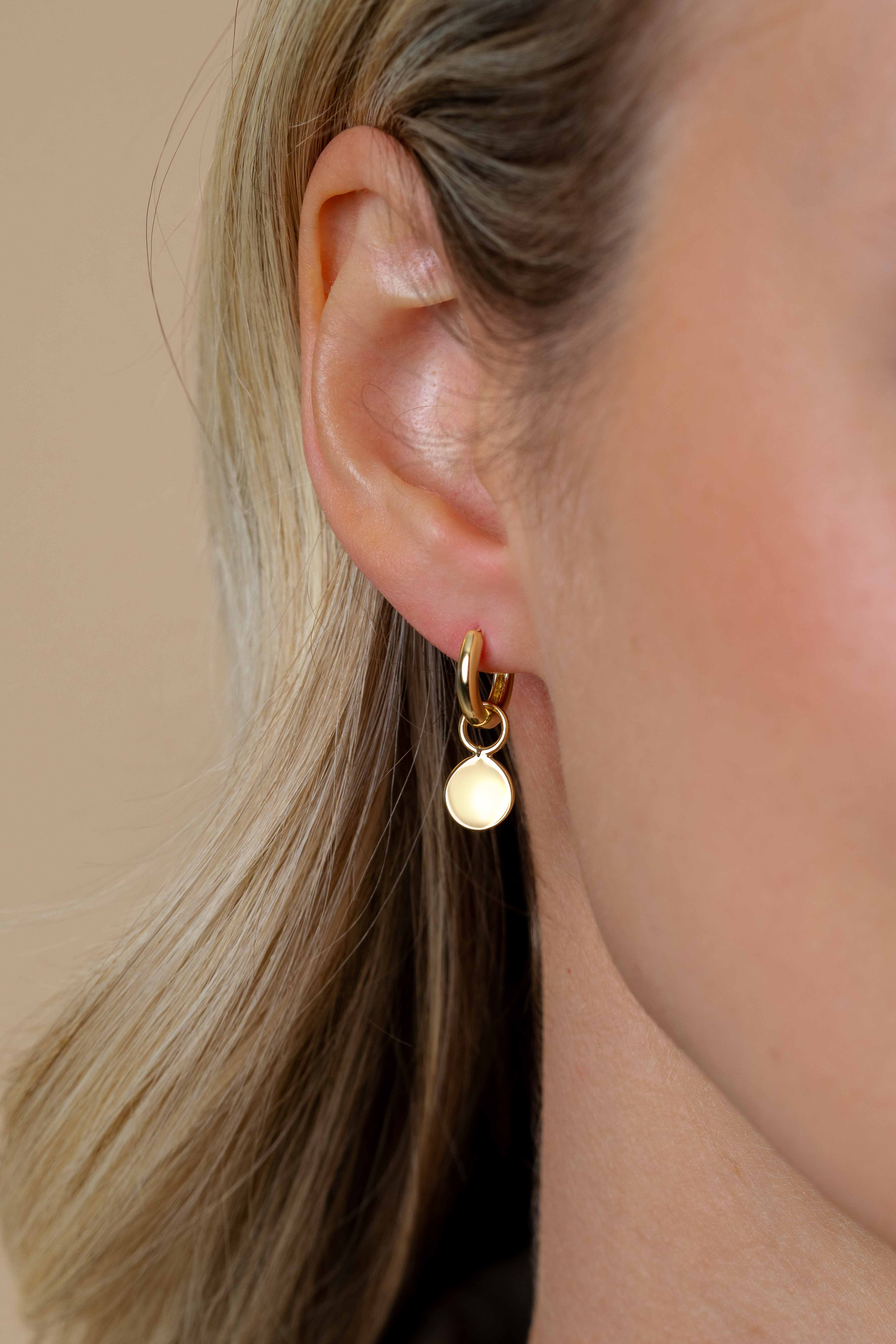 8mm ZINZI Gold Plated Sterling Silver Earrings Pendants Round ZICH2345G (excl. hoop earrings)