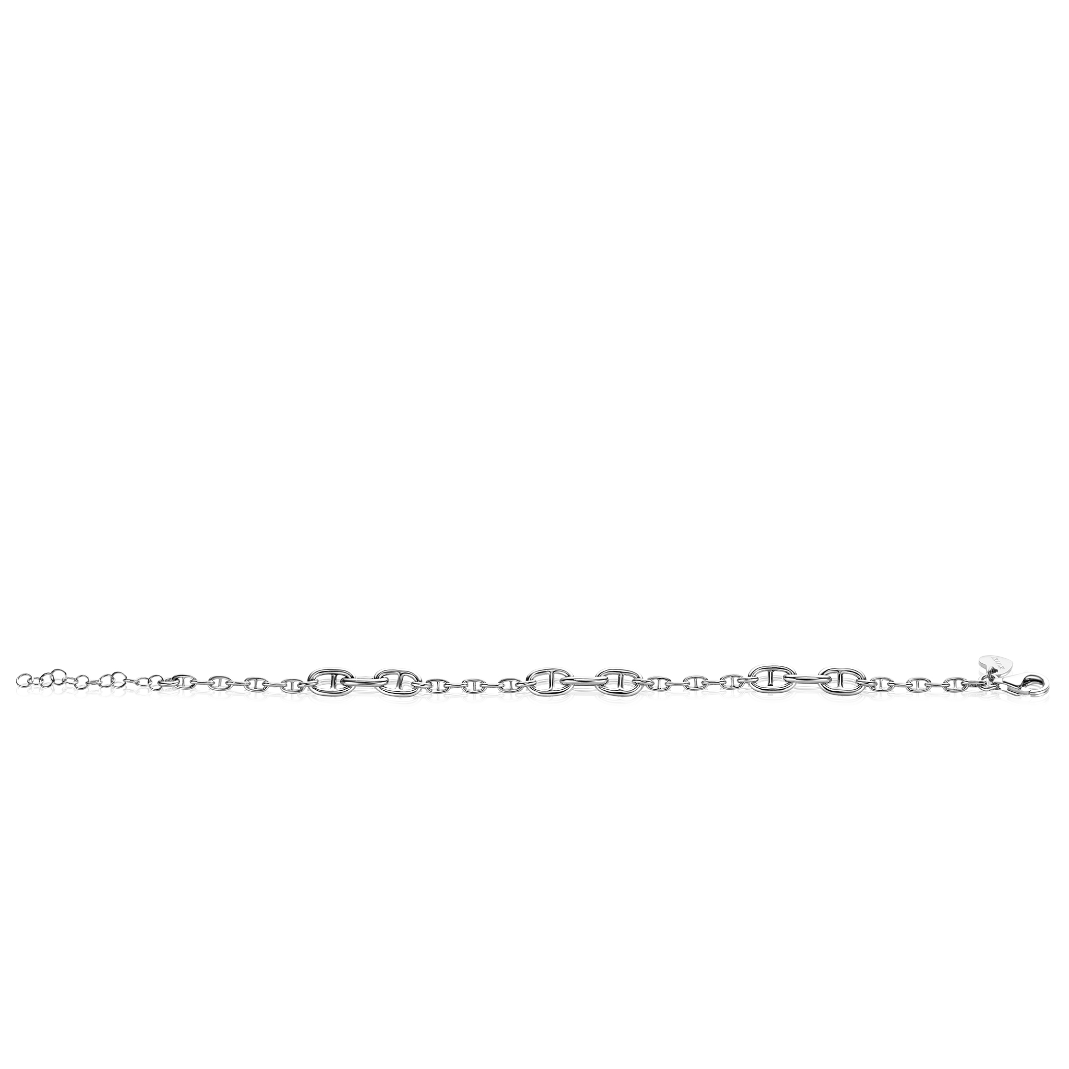 ZINZI Sterling Silver Marine Chain Bracelet with 9 Larger Marine Chains width 5,8mm 17-20 cm ZIA2407