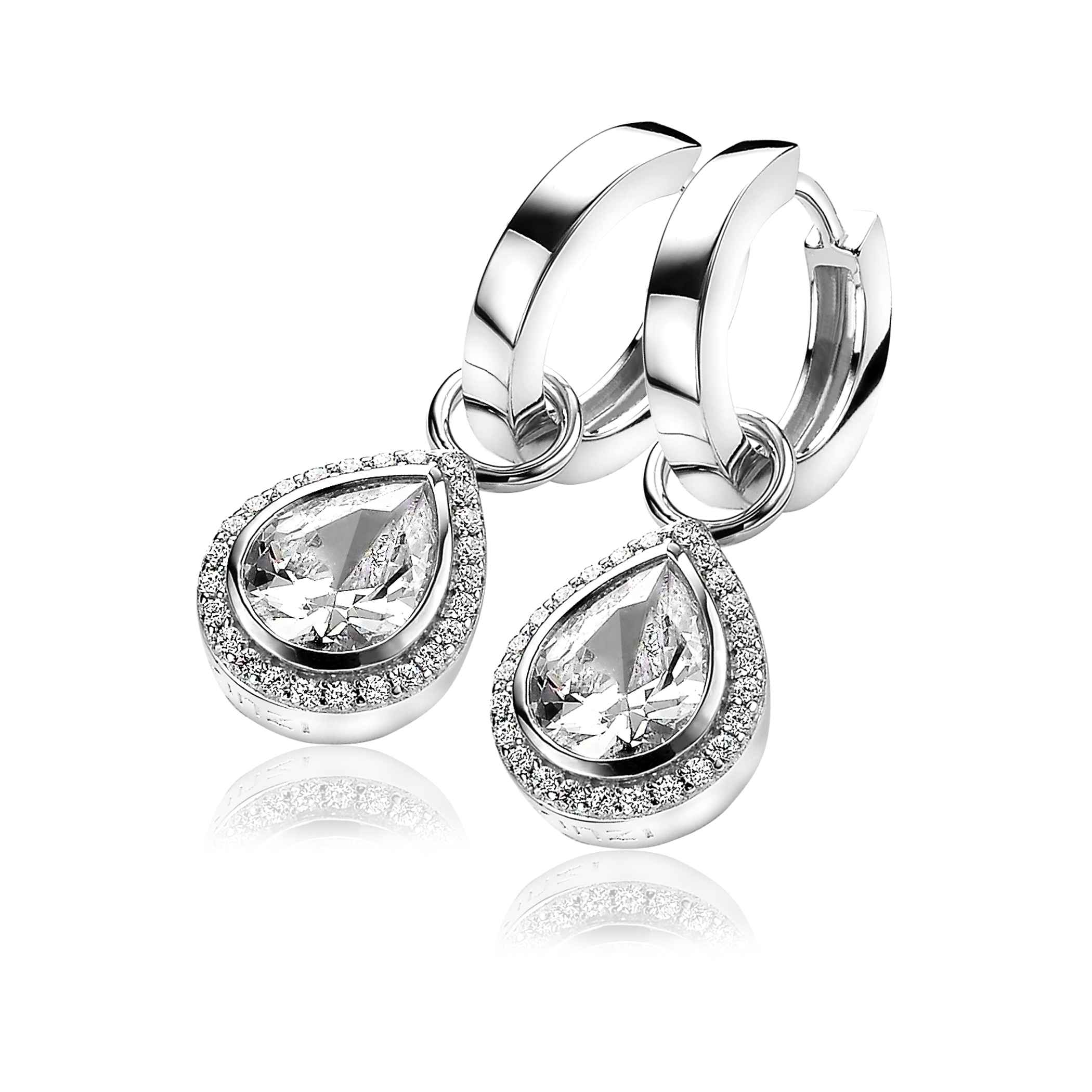 ZINZI Sterling Silver Earrings Pendants Drop White ZICH1303 (excl. hoop earrings)