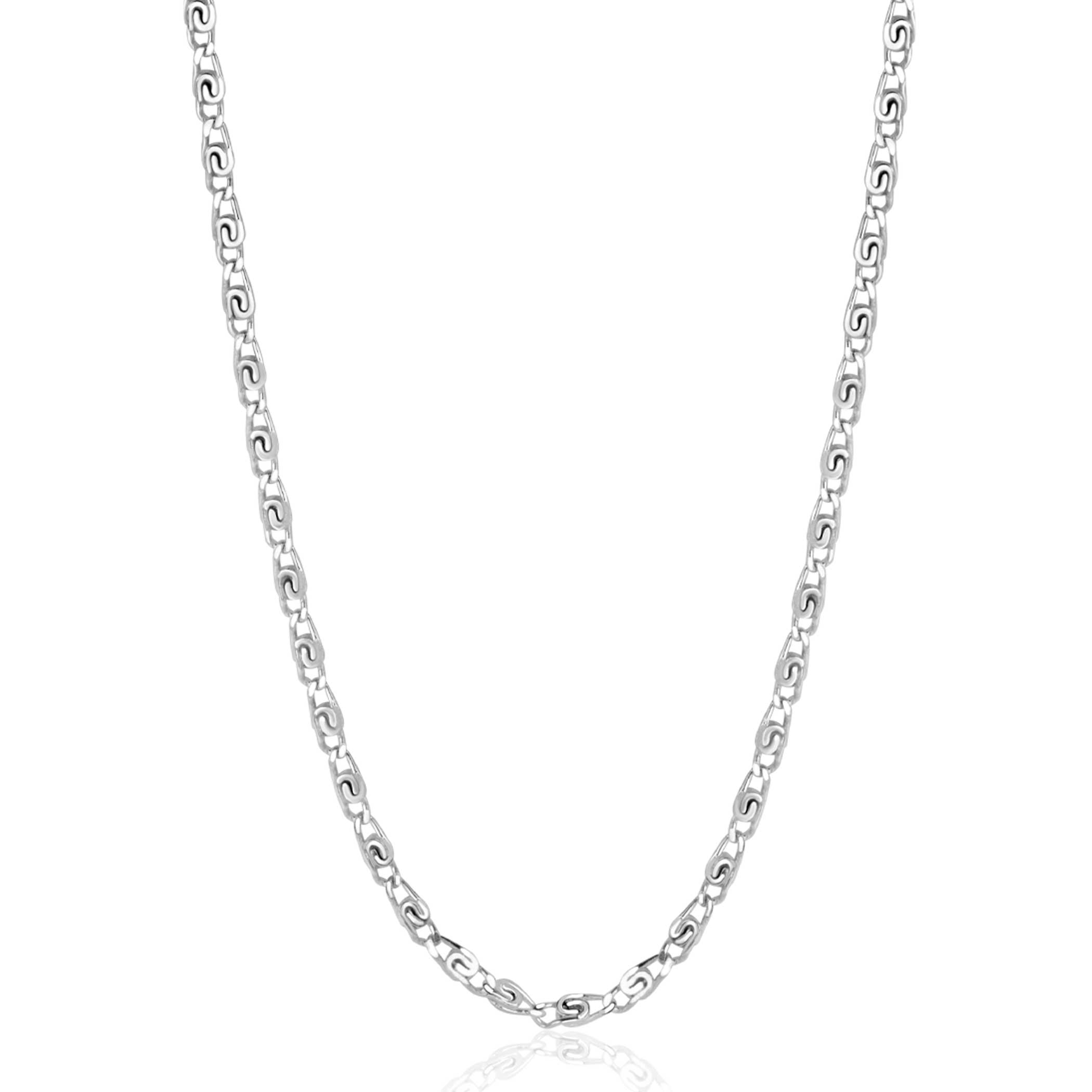 ZINZI Sterling Silver Scroll Chain Necklace with Double Twisted Chains width 42-45cm ZIC2479