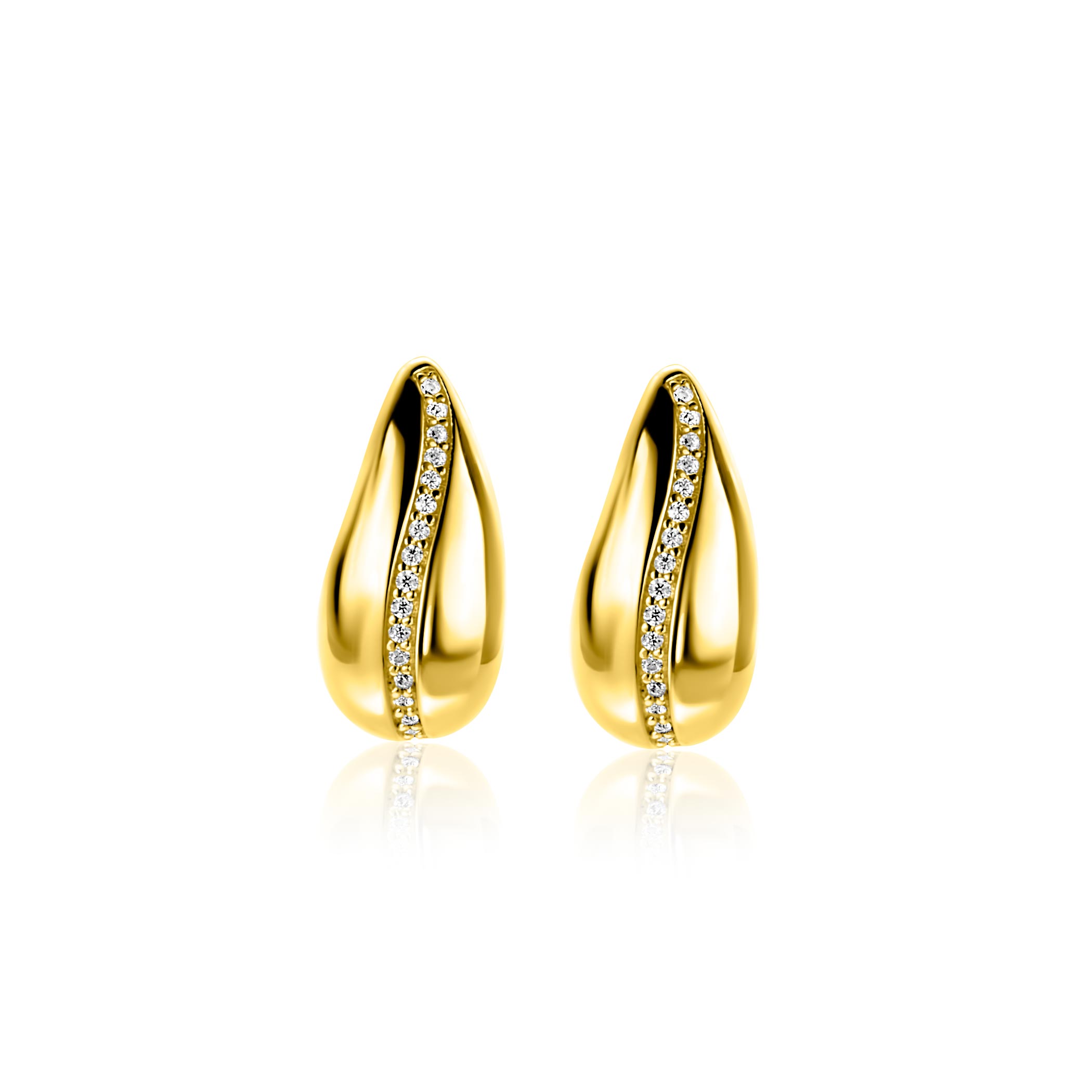 ZINZI zlv. oorstekers gg.verg.druppel met zirconia's