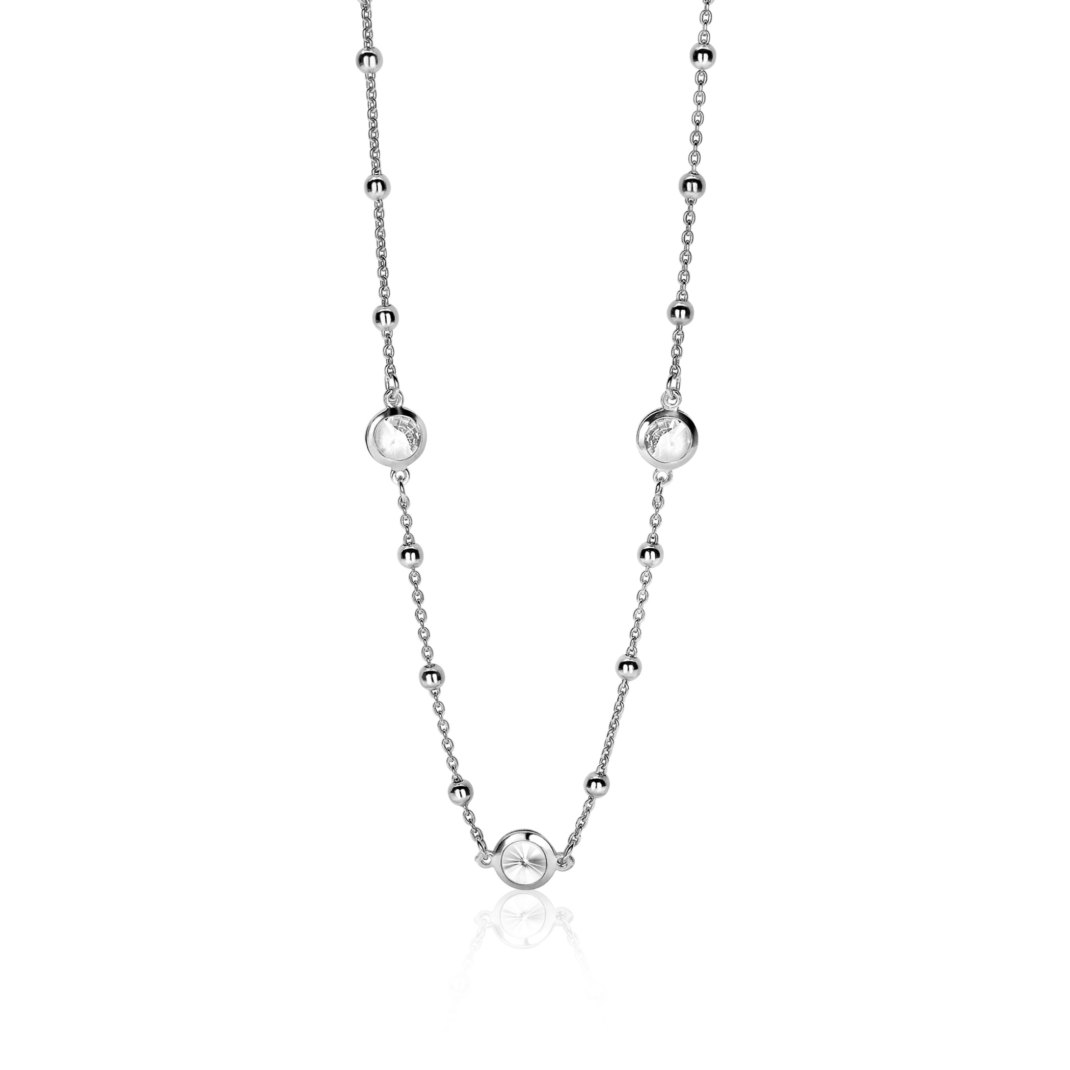 ZINZI Sterling Silver Fantasy Necklace Round White 45cm ZIC1550