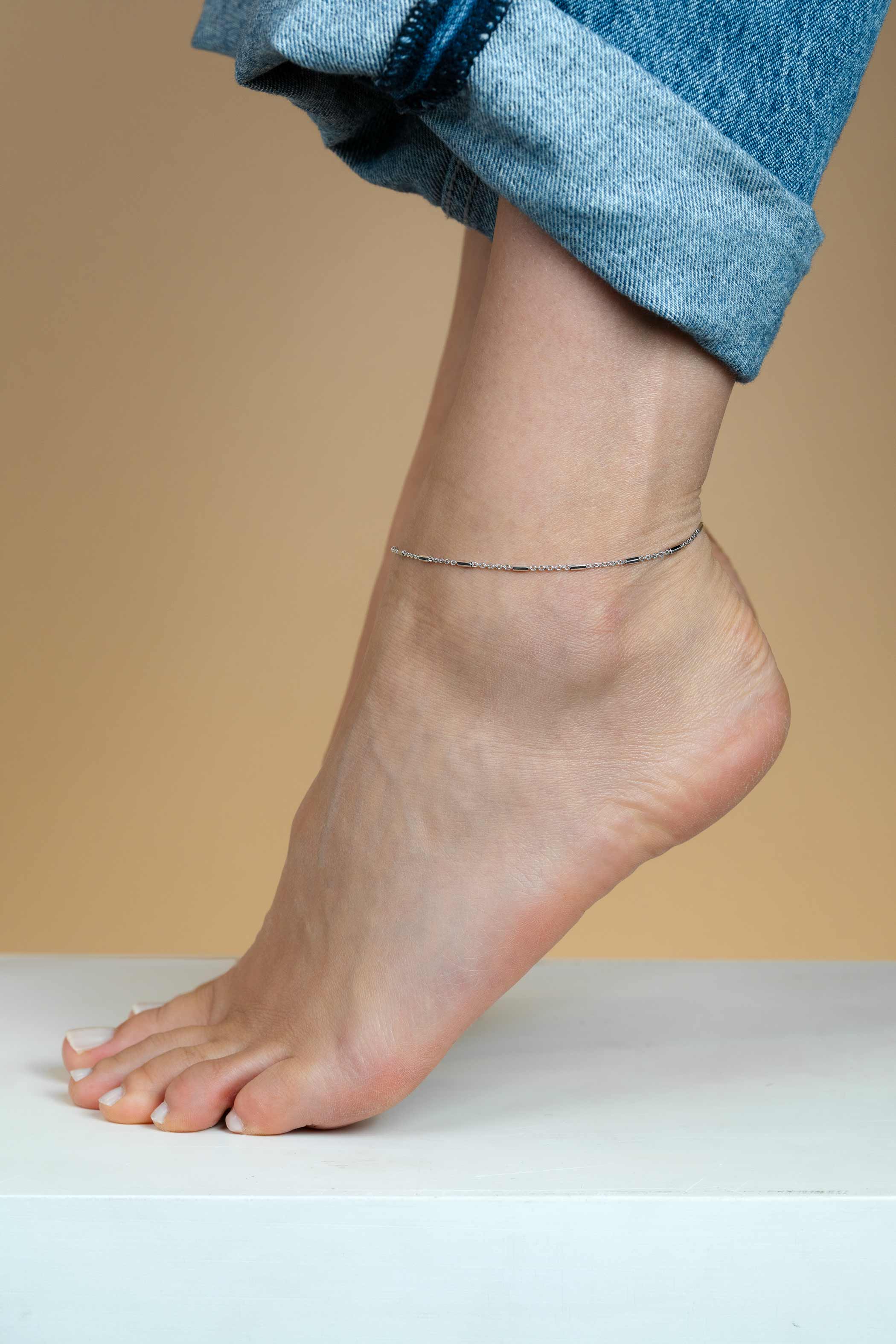 ZINZI Sterling Silver Chain Anklet Bars 23+4cm ZIE1648