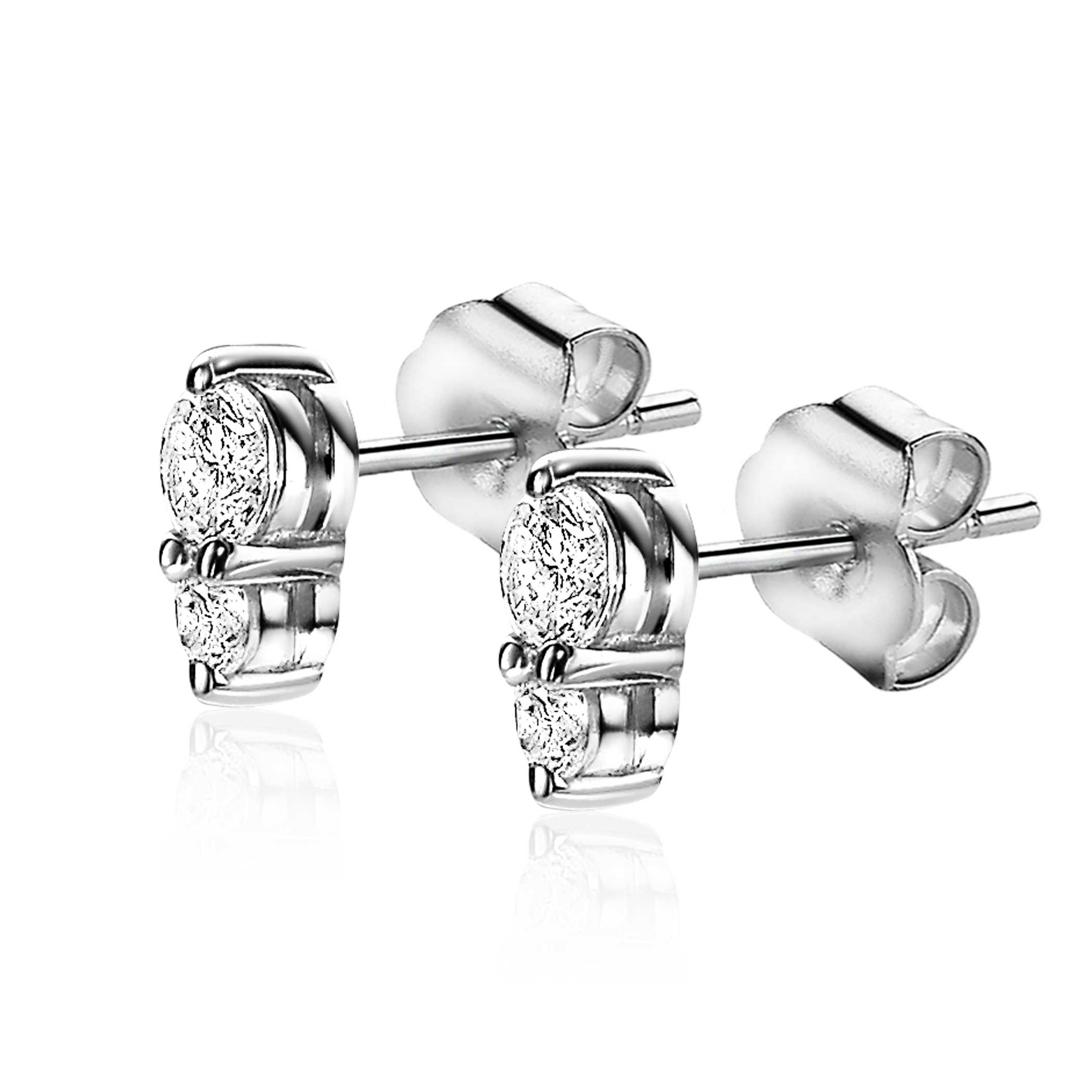 6mm ZINZI Sterling Silver Stud Earrings Round White ZIO2080