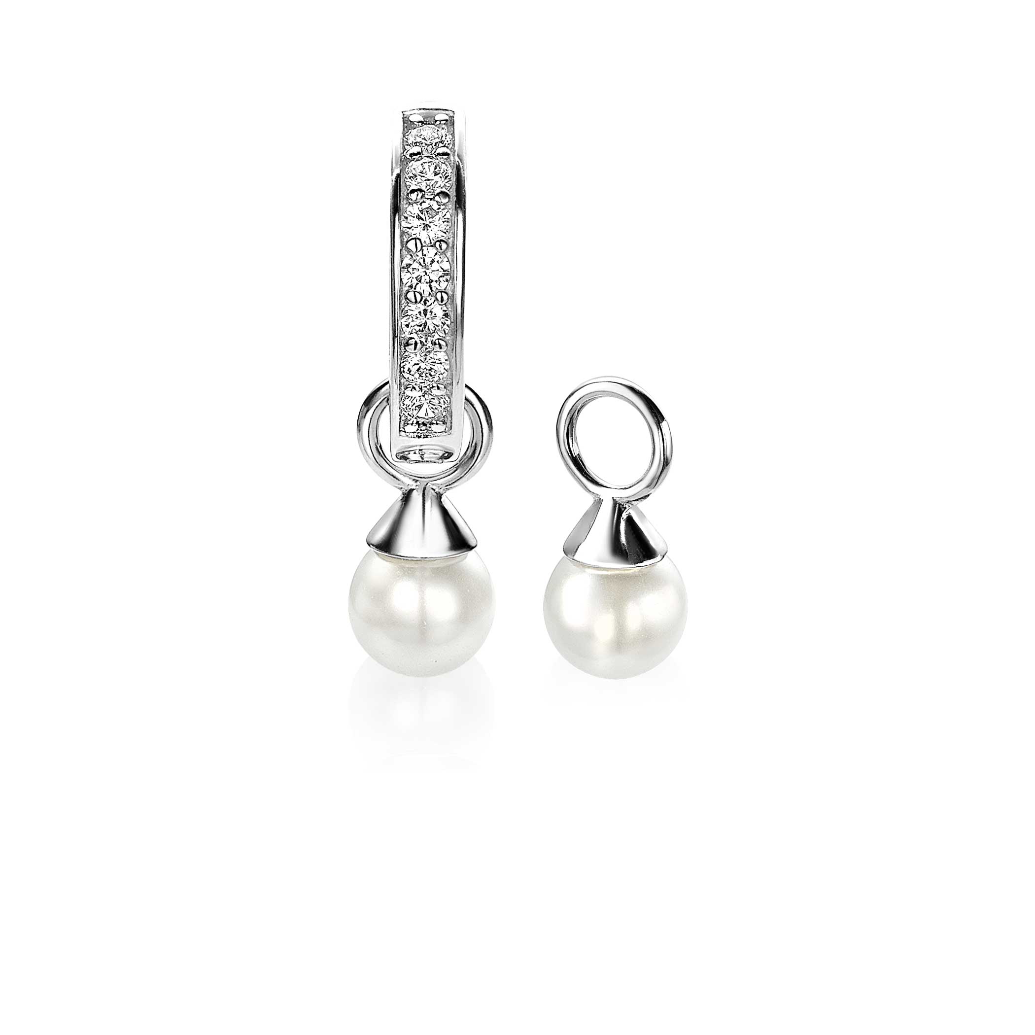 ZINZI Sterling Silver Earrings Pendants Pearl White ZICH1749W (excl. hoop earrings)