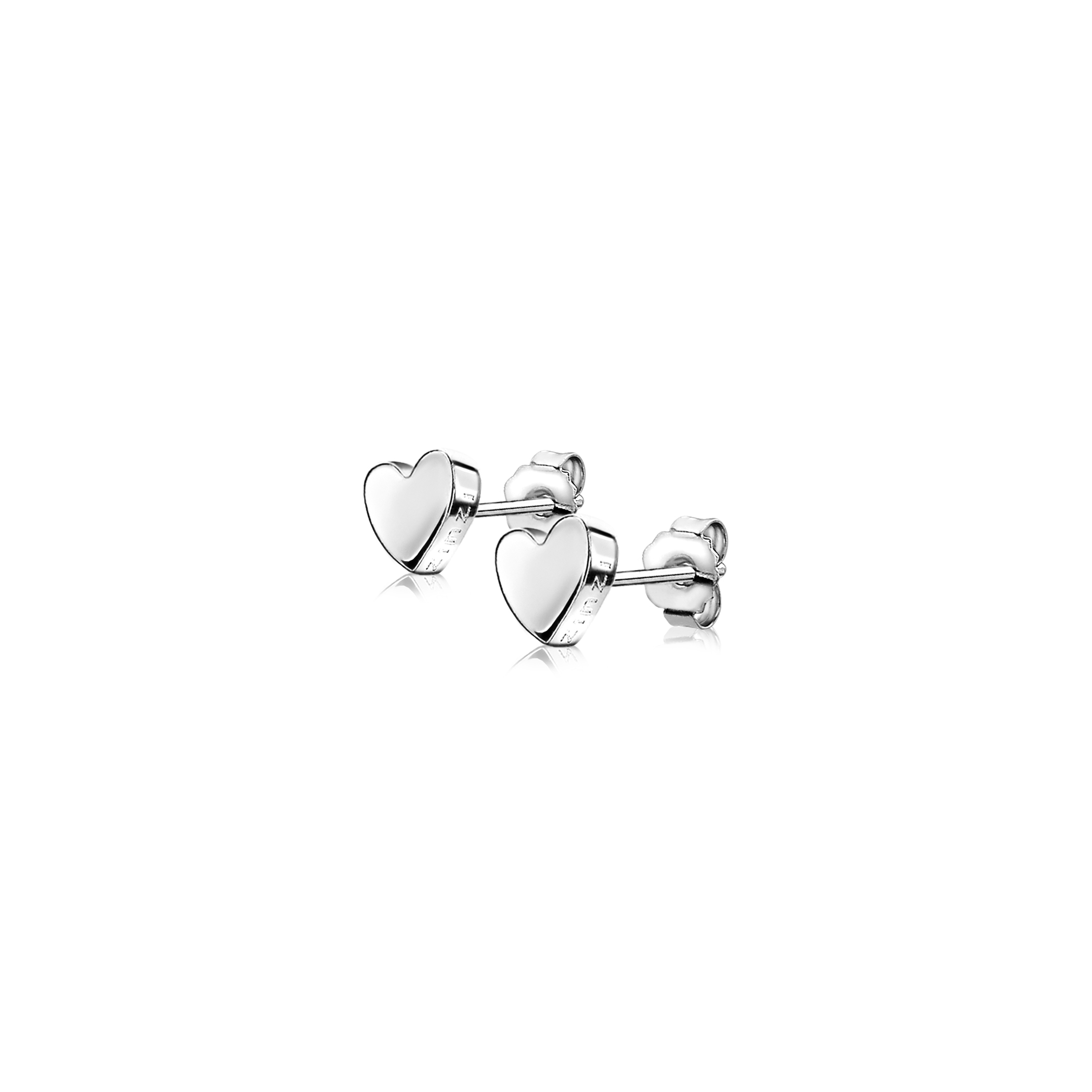 6mm ZINZI Sterling Silver Stud Earrings Shiny Heart ZIO1378