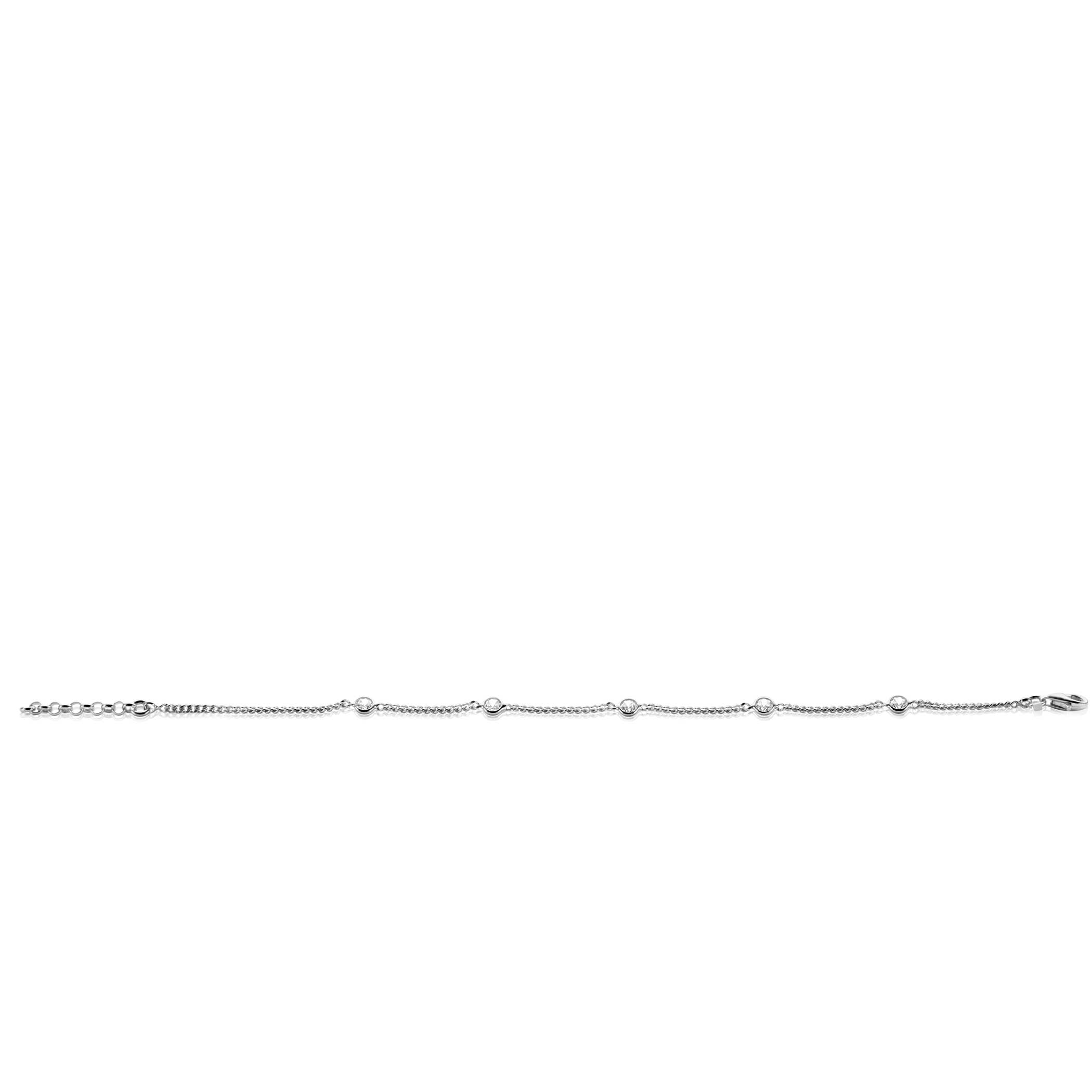 ZINZI Sterling Silver Curb Chain Bracelet Round Settings with White Zirconia ZIA2263