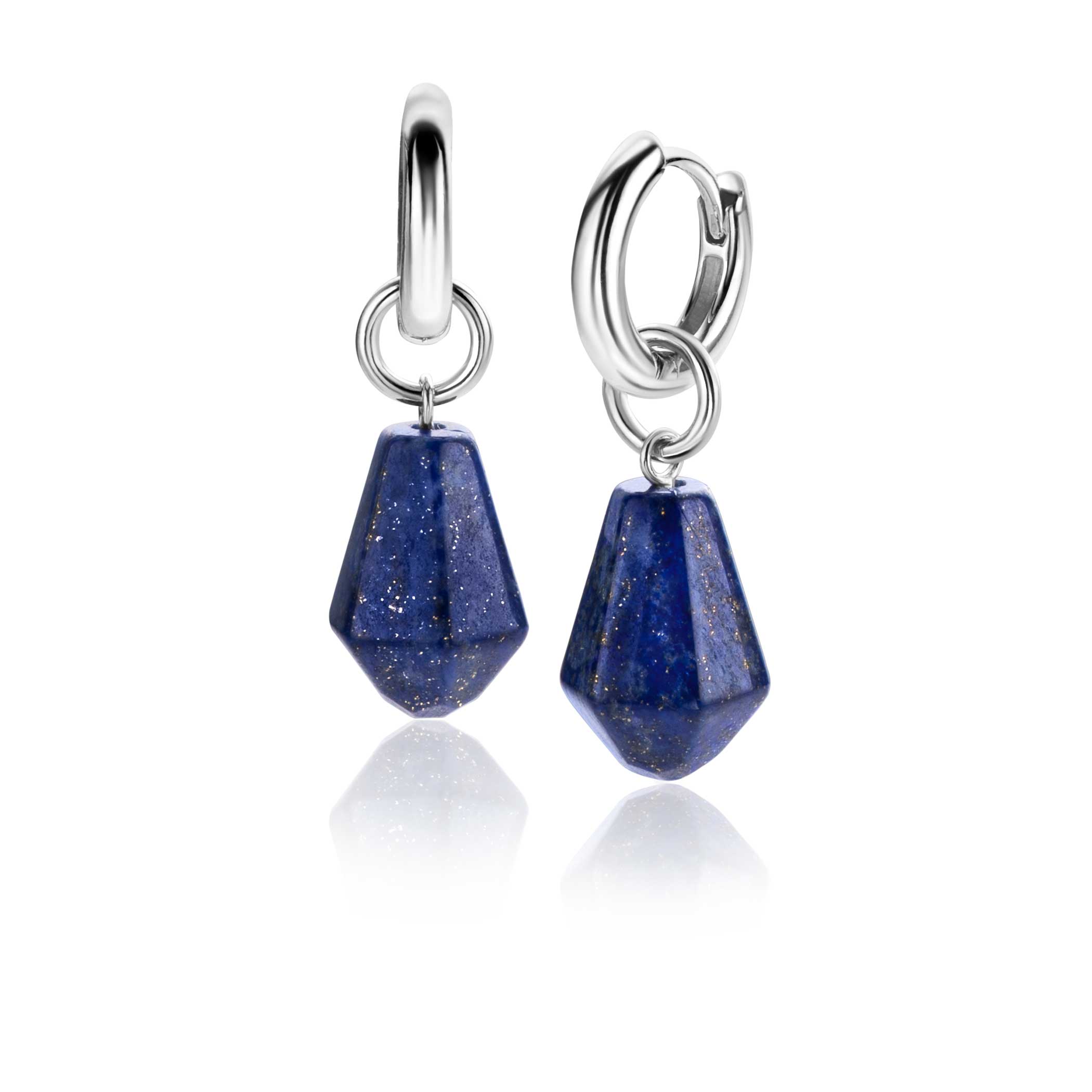 19mm ZINZI Sterling Silver Earrings Pendants Cone in Lapis Lazuli ZICH2256L (excl. hoop earrings)