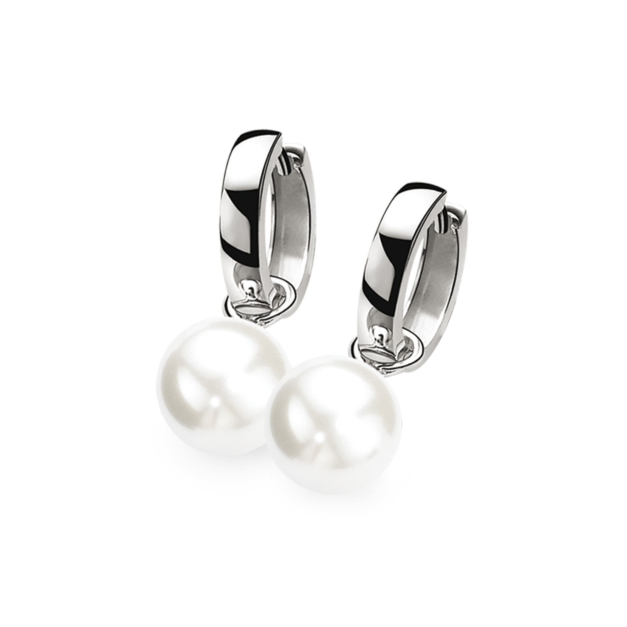 12mm ZINZI Sterling Silver Earrings Pendants Pearl White ZICH305W (excl. hoop earrings)