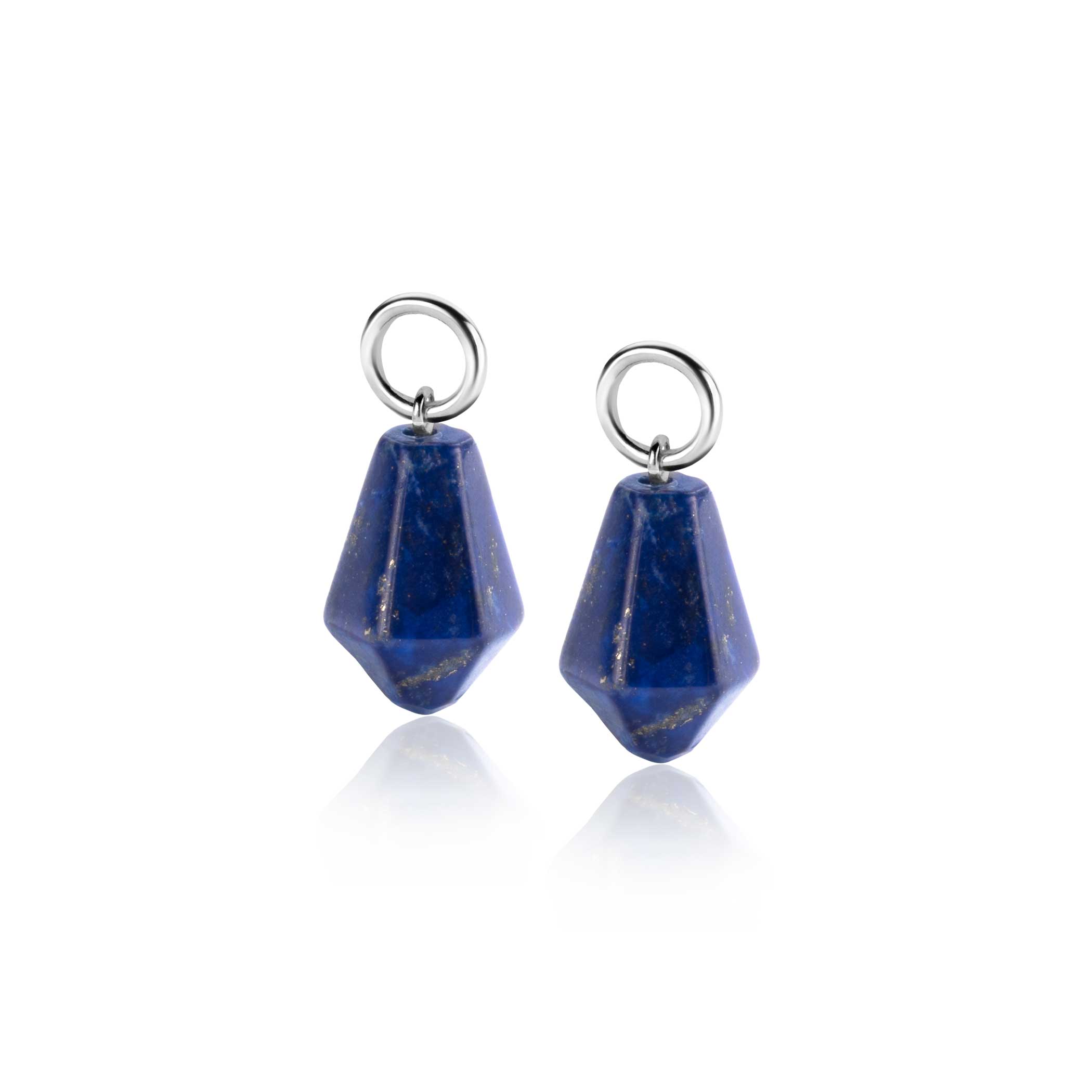 19mm ZINZI Sterling Silver Earrings Pendants Cone in Lapis Lazuli ZICH2256L (excl. hoop earrings)