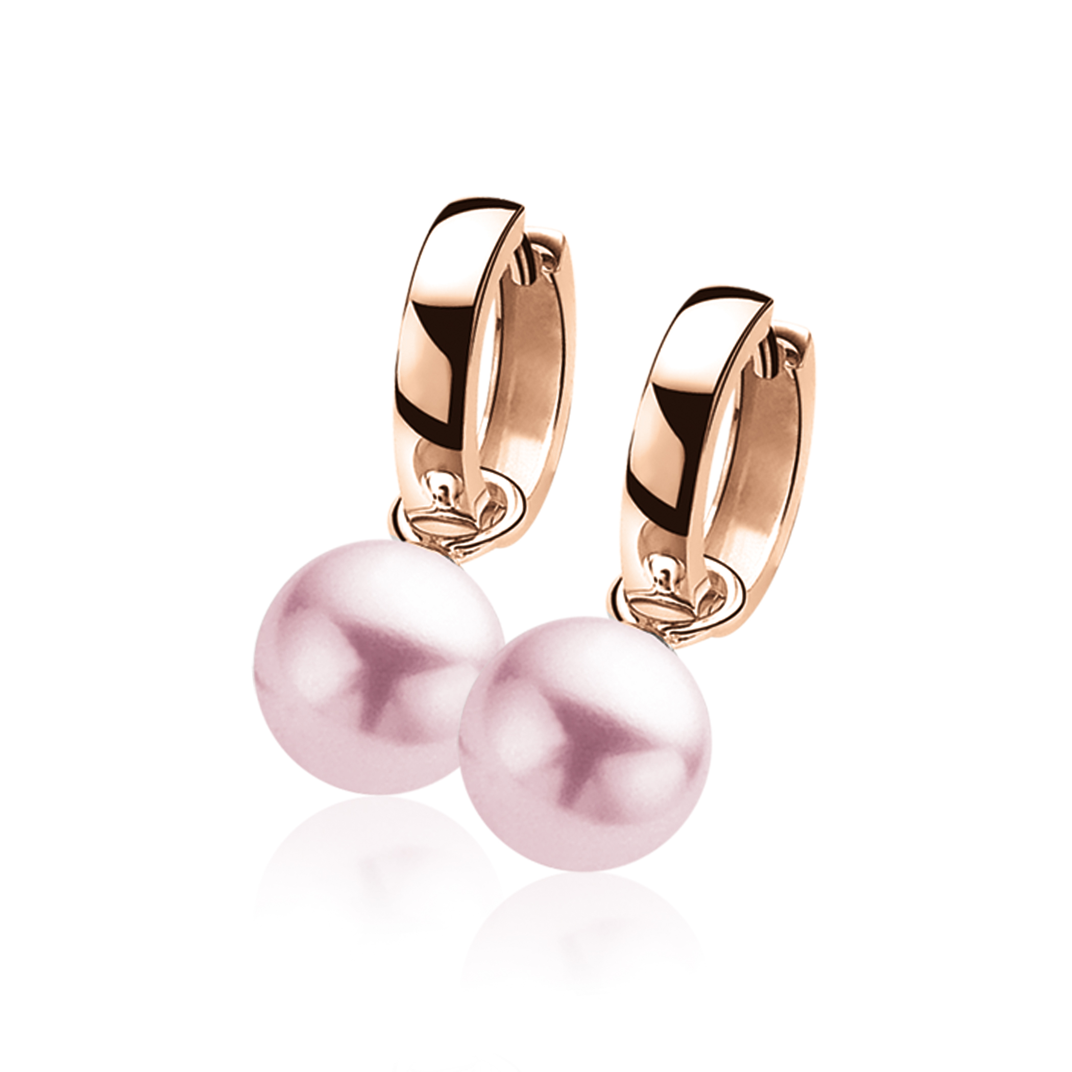 10mm ZINZI Rose Gold Plated Sterling Silver Earrings Pendants Pearl Pink ZICH266RR (excl. hoop earrings)
