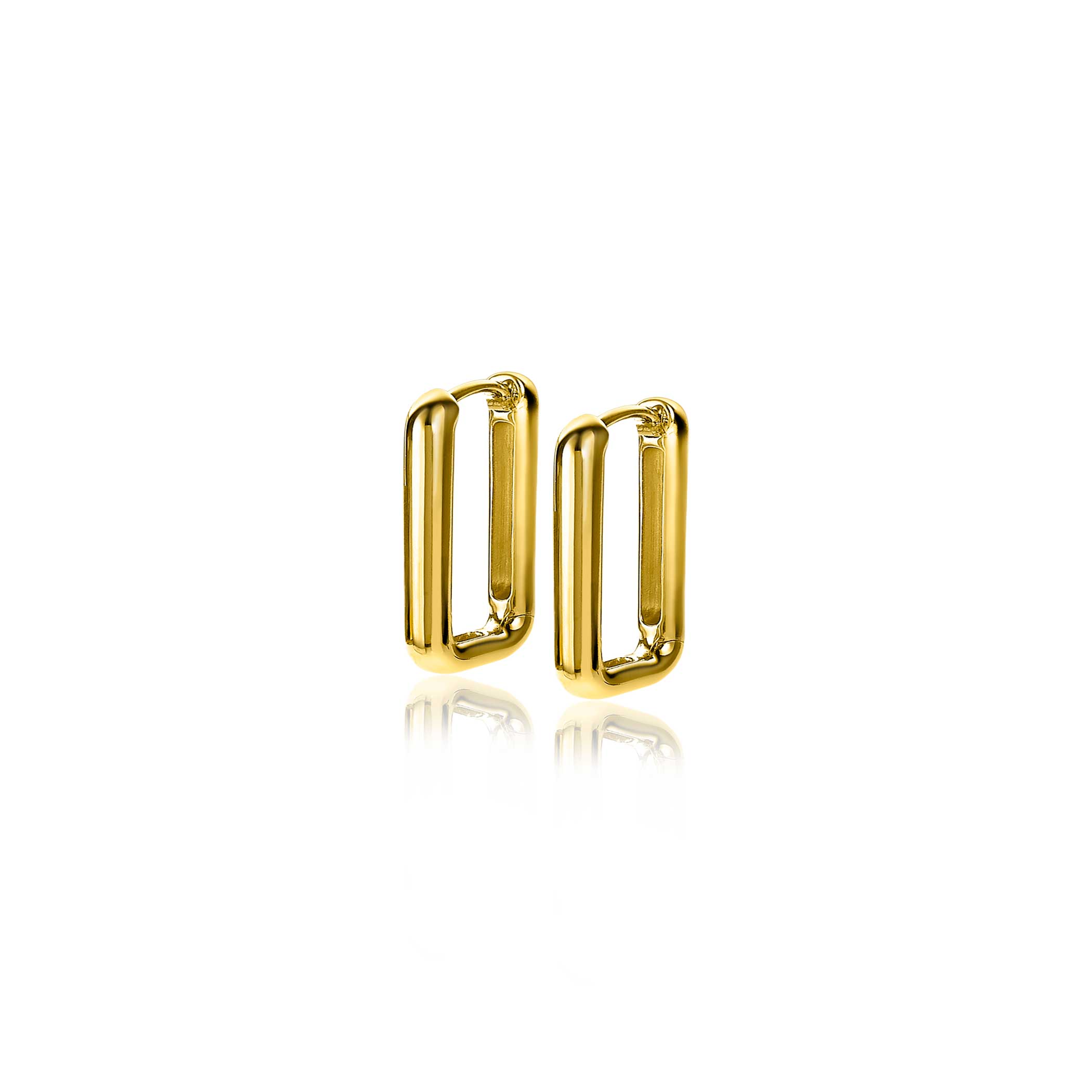 15mm ZINZI Gold Plated Sterling Silver Hoop Earrings Rectangular 15x2mm ZIO2221G