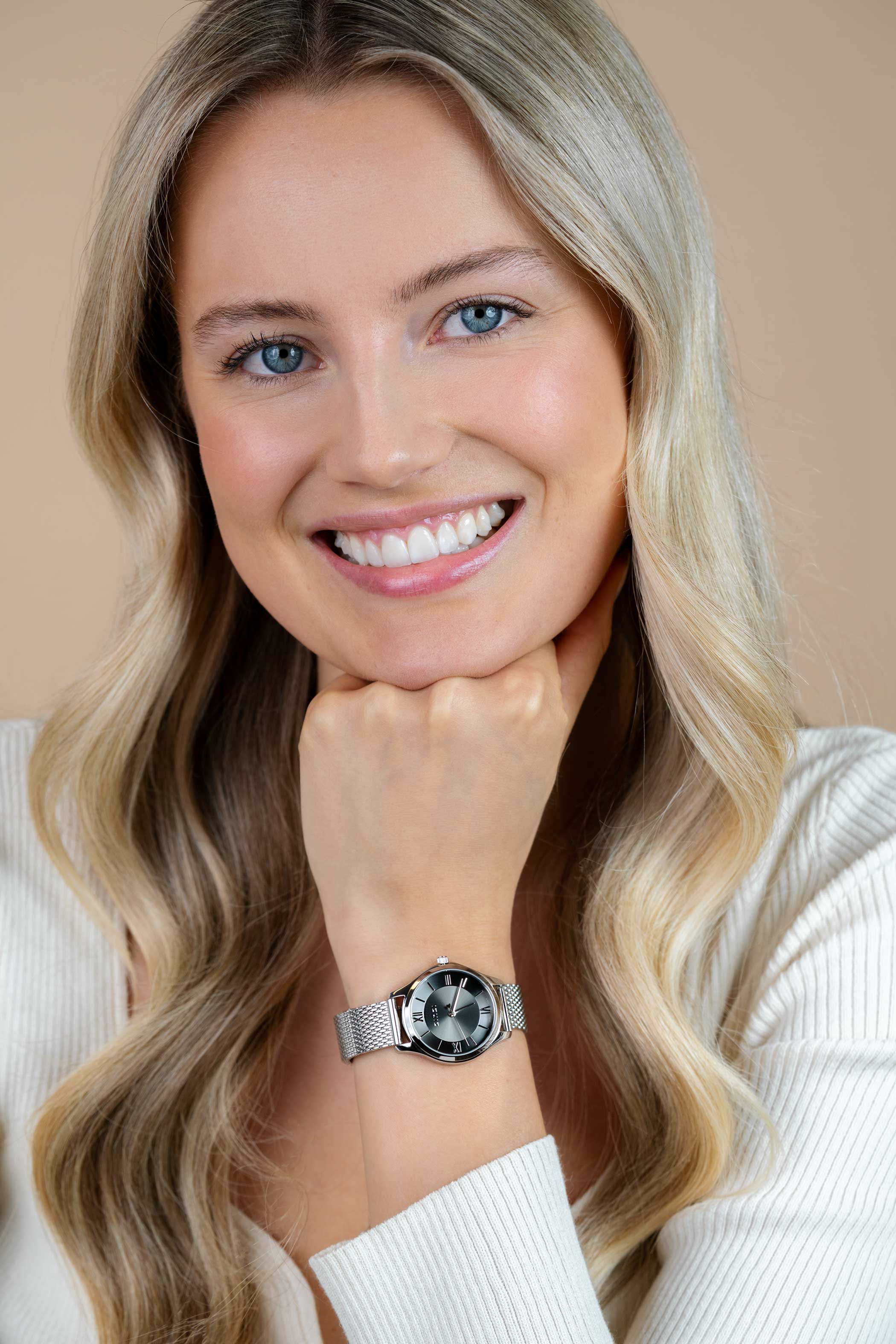 ZINZI Classy Mini Watch 30mm Grey Dial Stainless Steel Case and Mesh Strap ZIW1224M