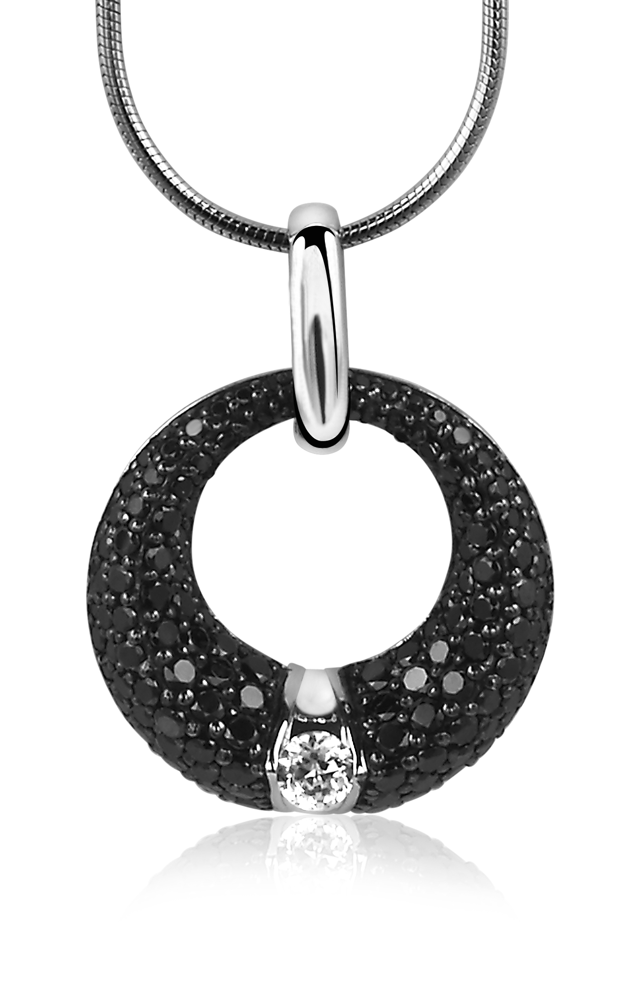 ZINZI Sterling Silver Round Pendant Black ZIH1016Z