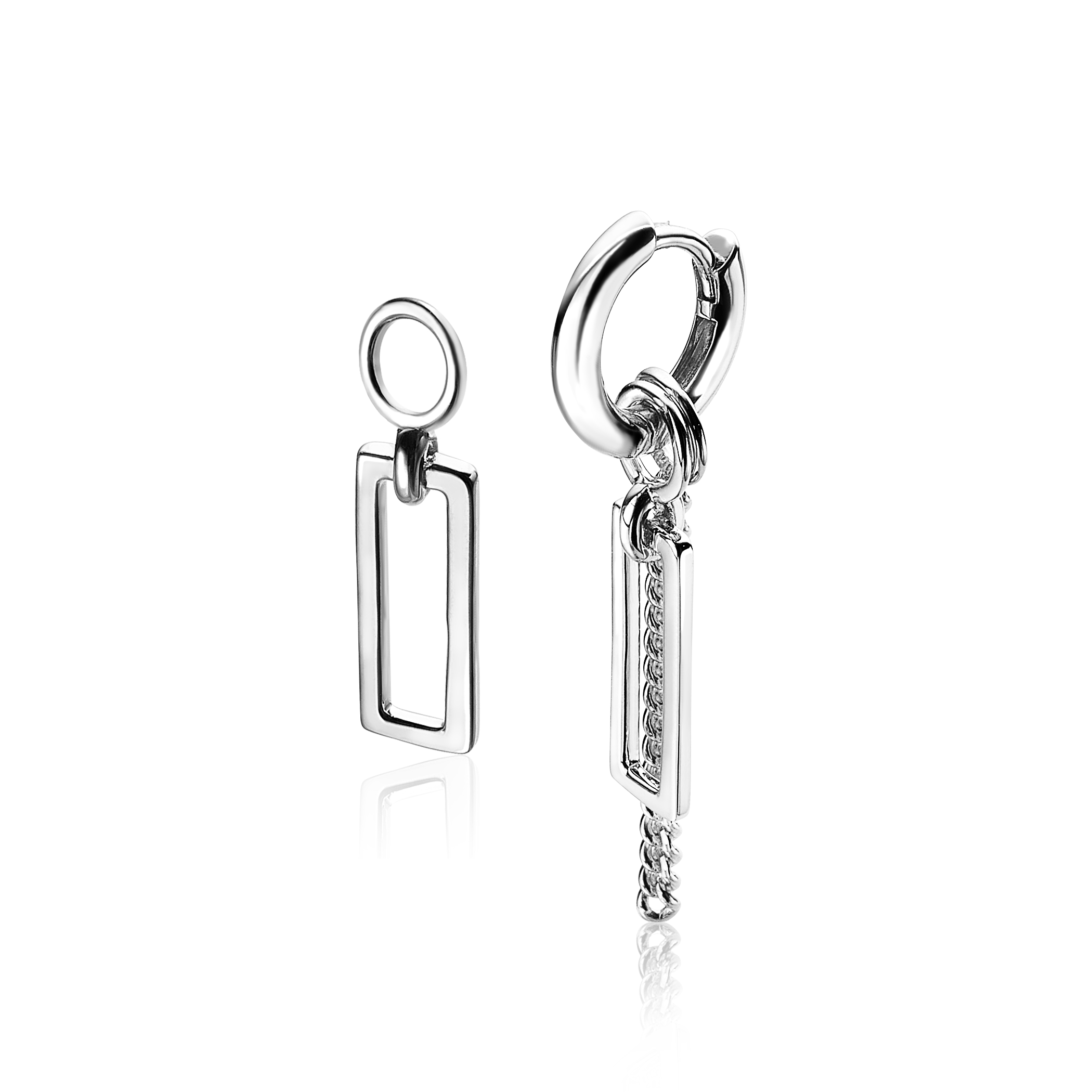 ZINZI Sterling Silver Earrings Pendants Open Rectangle ZICH1692 (excl. hoop earrings)