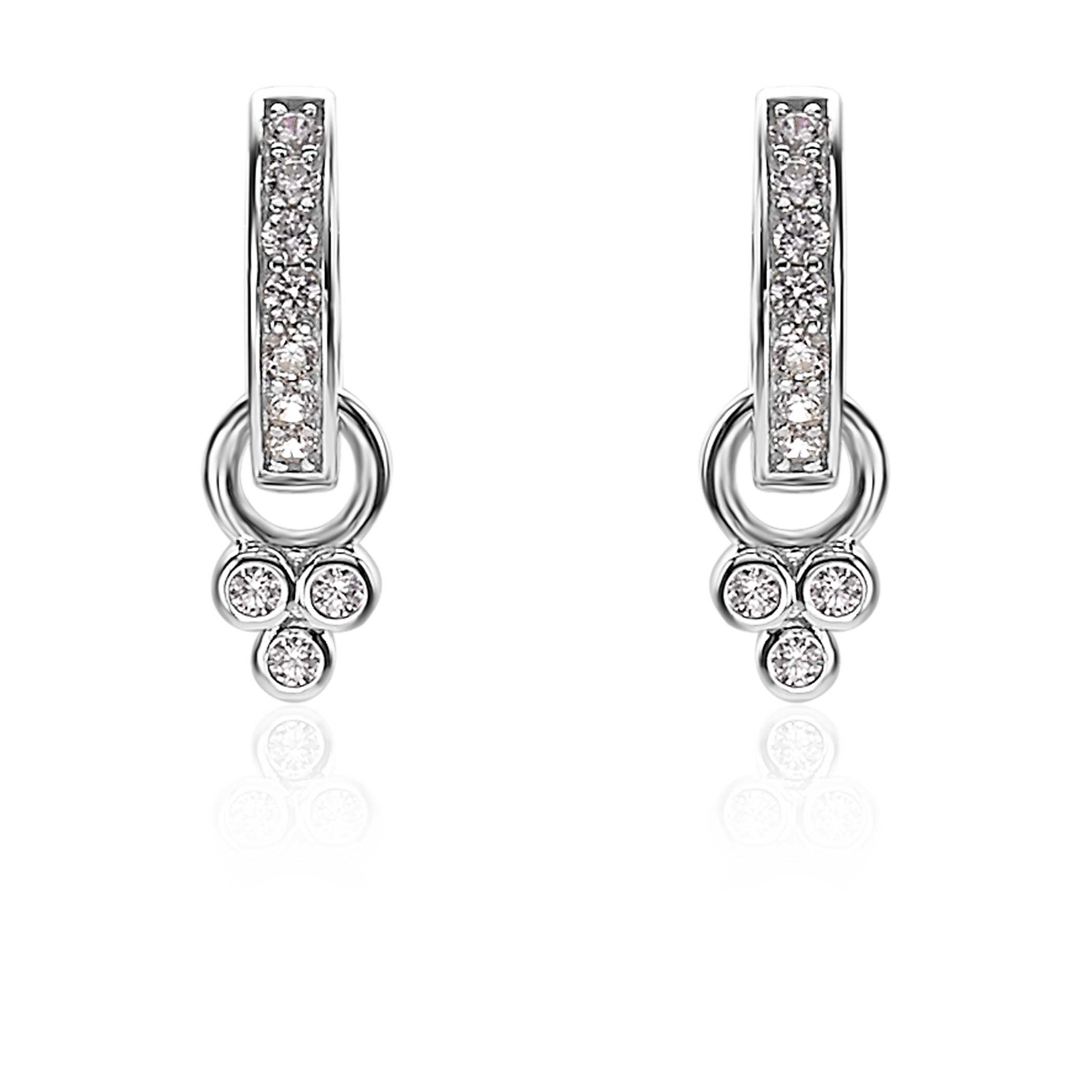 ZINZI Sterling Silver Earrings Pendants Round White ZICH1829 (excl. hoop earrings)