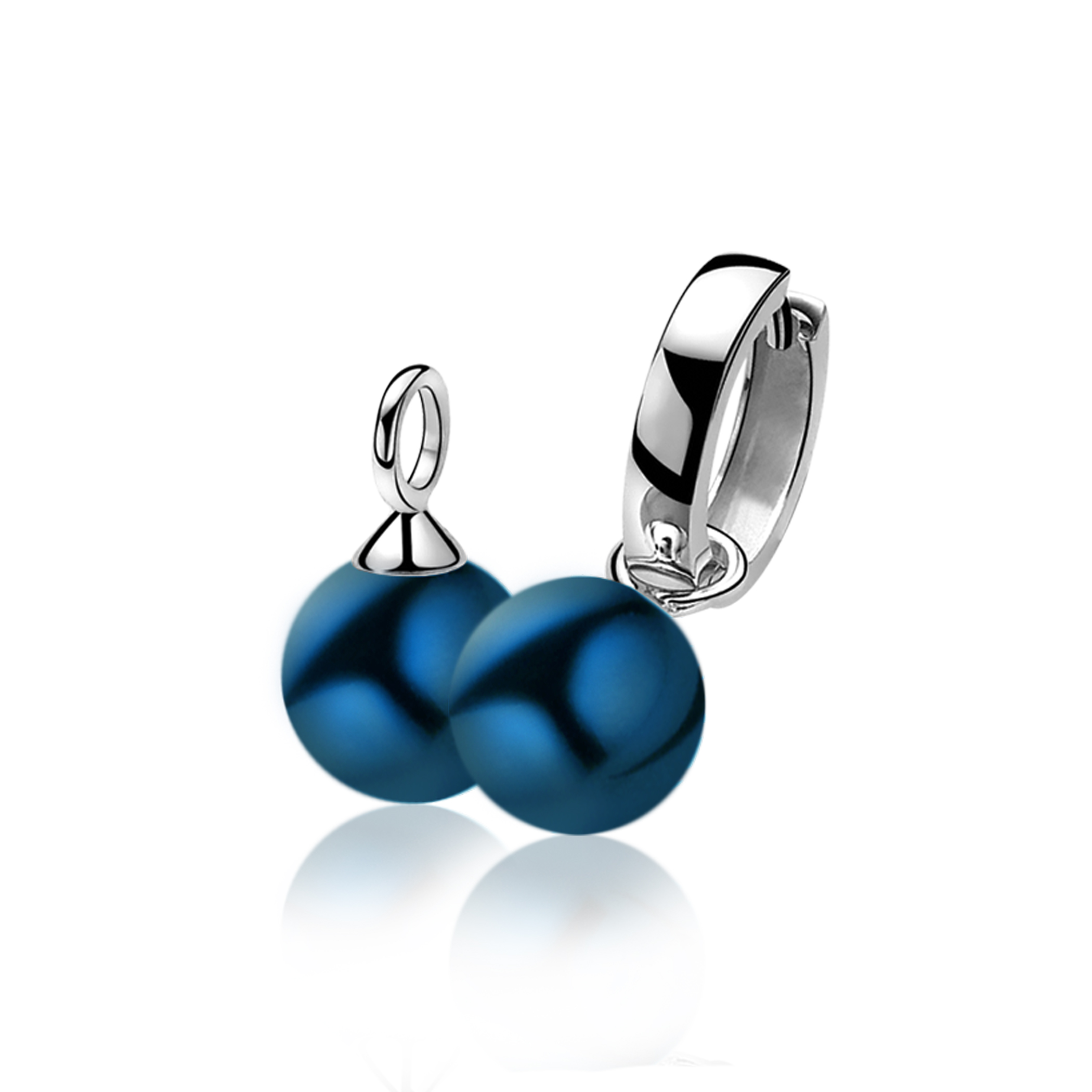 10mm ZINZI Sterling Silver Earrings Pendants Pearl Blue ZICH266B (excl. hoop earrings)