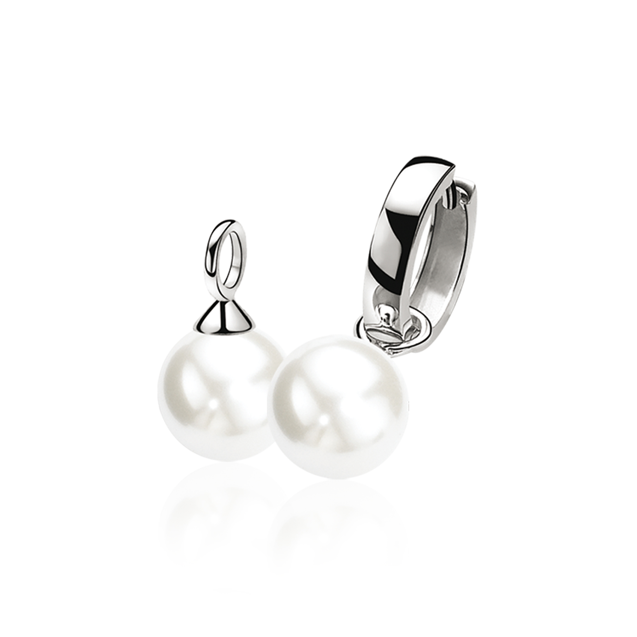 12mm ZINZI Sterling Silver Earrings Pendants Pearl White ZICH305W (excl. hoop earrings)