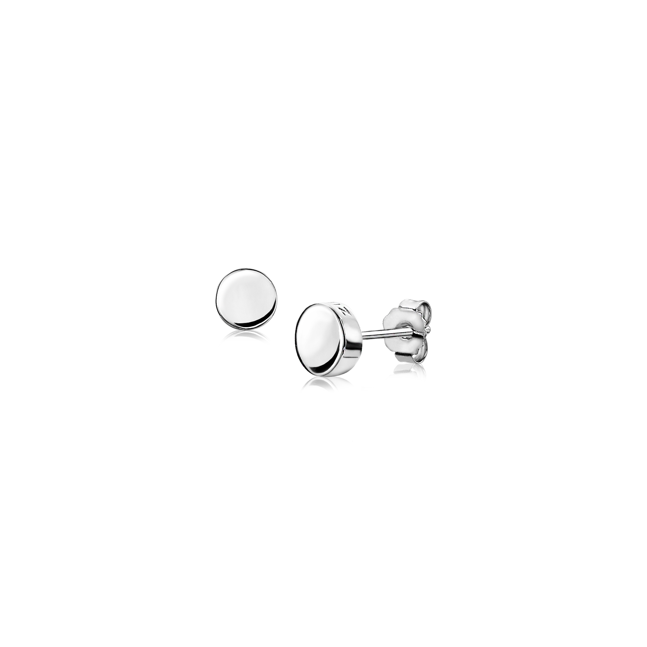 6mm ZINZI Sterling Silver Stud Earrings Shiny Round ZIO1376