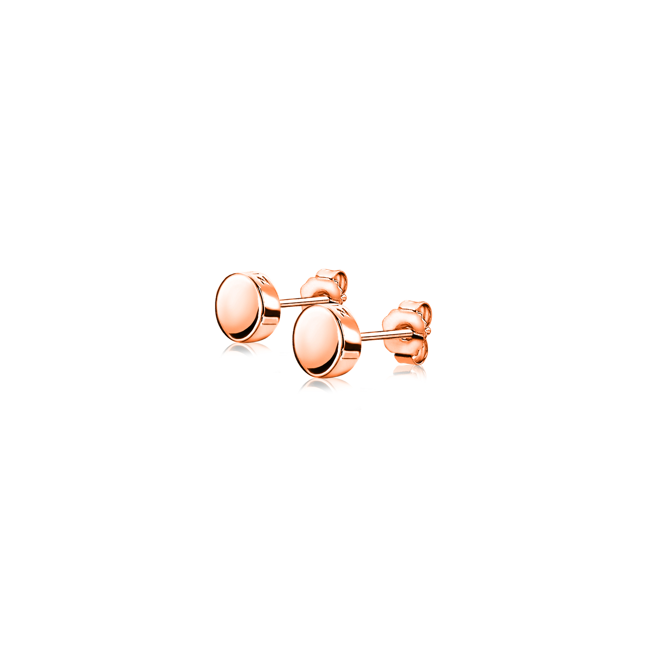 6mm ZINZI Rose Gold Plated Sterling Silver Stud Earrings Shiny Round ZIO1376R