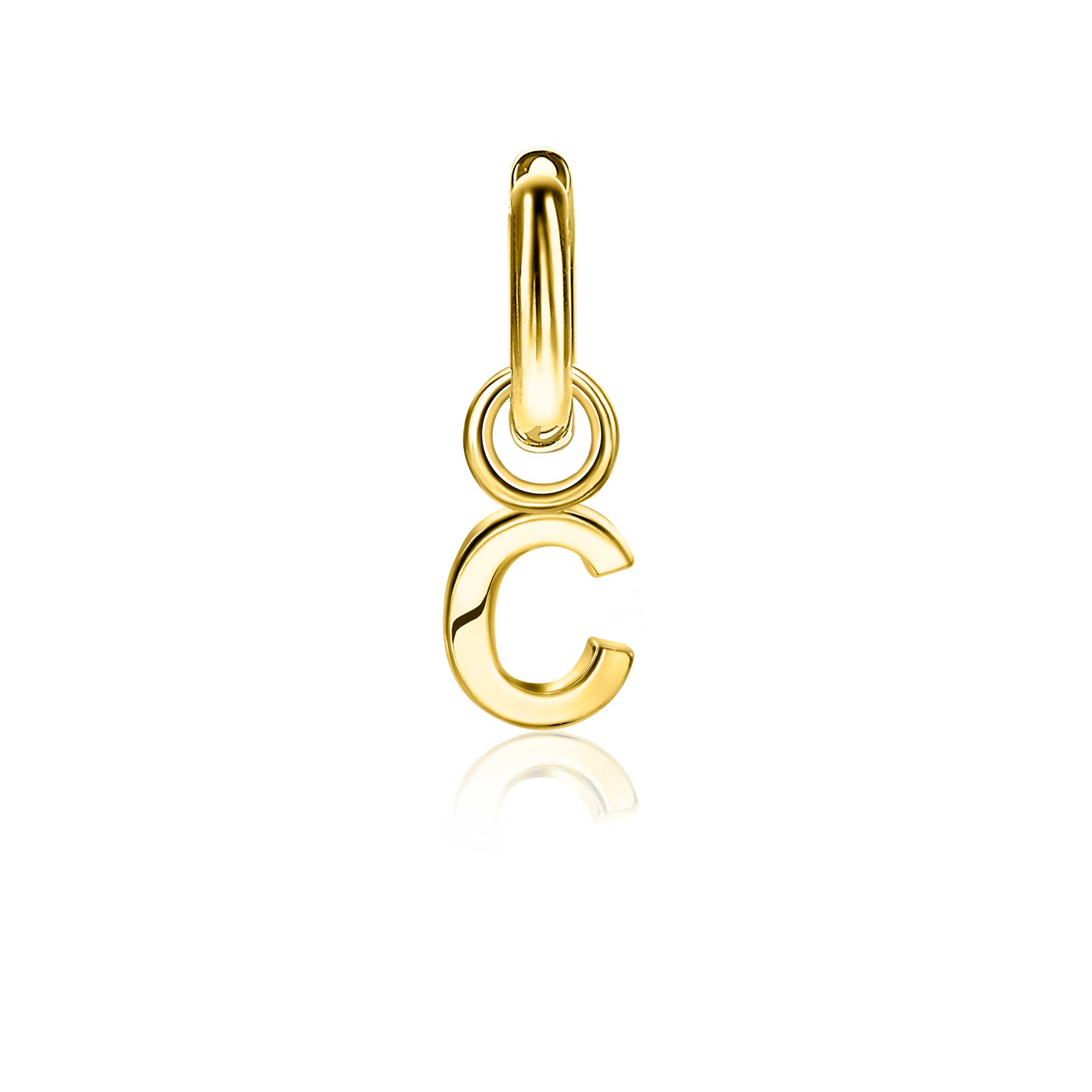 ZINZI Gold Plated Letter Earrings Pendant C price per piece ZICH2145C (excl. hoop earrings)