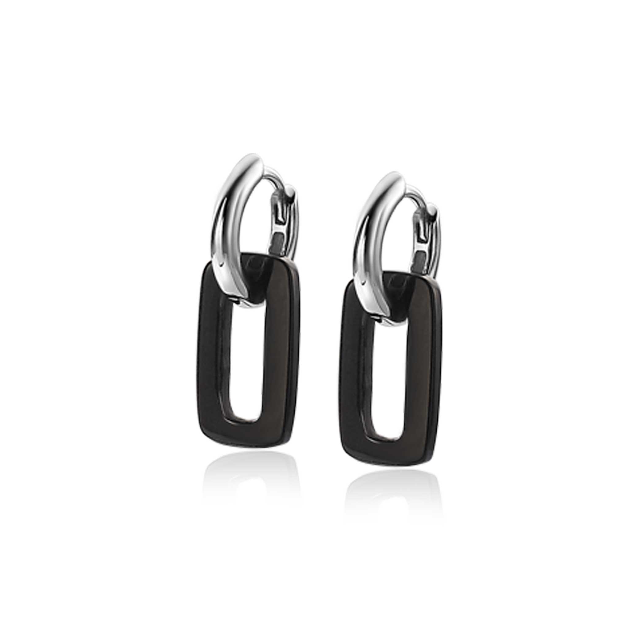 12mm ZINZI Sterling Silver Earrings with Open Oval Black Onyx ZIO2227