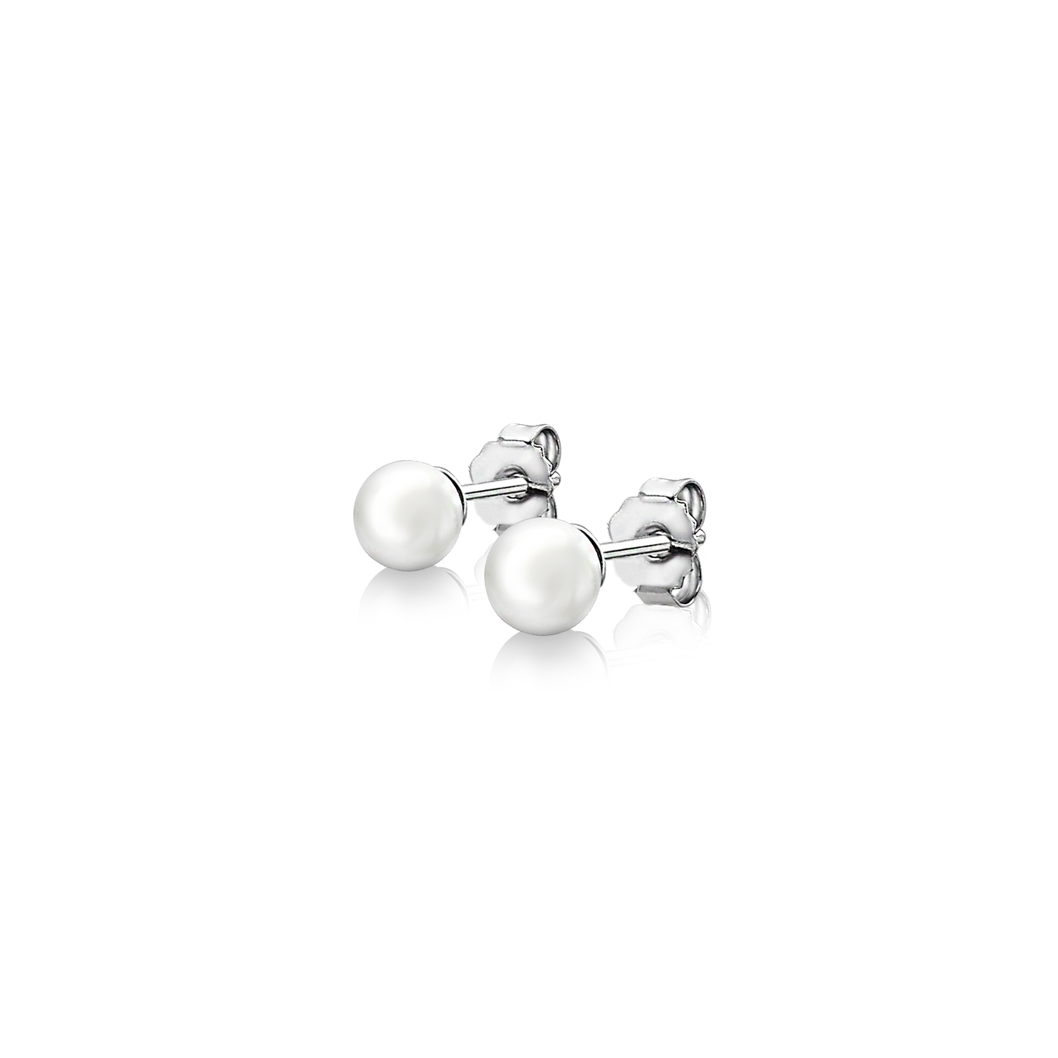 6mm ZINZI Sterling Silver Stud Earrings with White Pearl ZIO1317