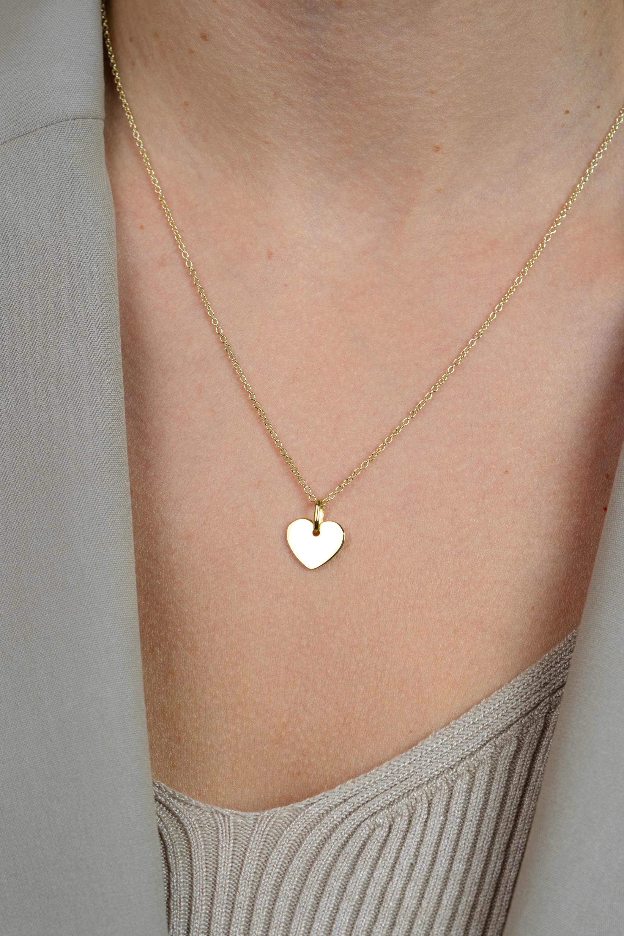 15mm ZINZI gold plated silver smooth heart pendant for engraving ZIH2346G15 (without chain)