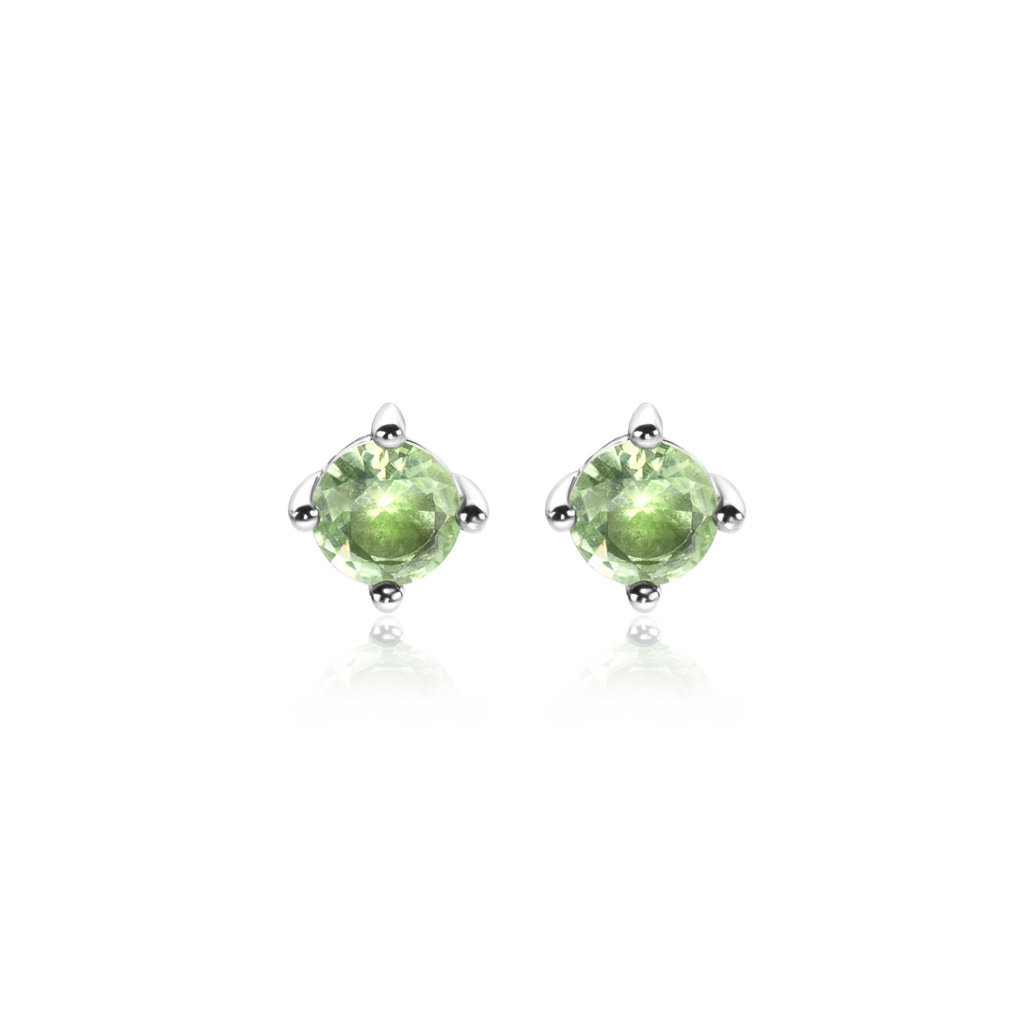 6mm ZINZI Sterling Silver Stud Earrings Prong Setting Light Green Color Stone ZIO1383G