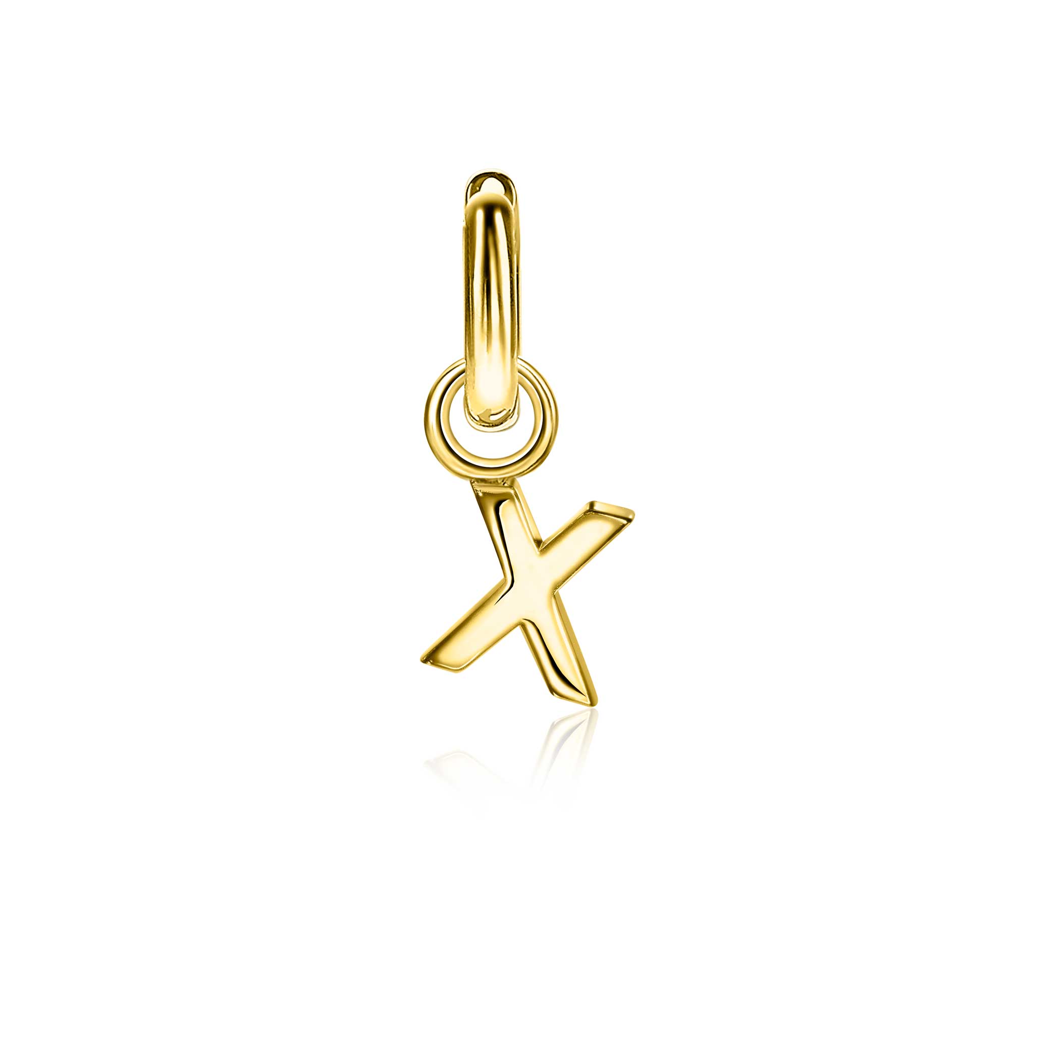 ZINZI Gold Plated Letter Earrings Pendant X price per piece ZICH2145X (excl. hoop earrings)