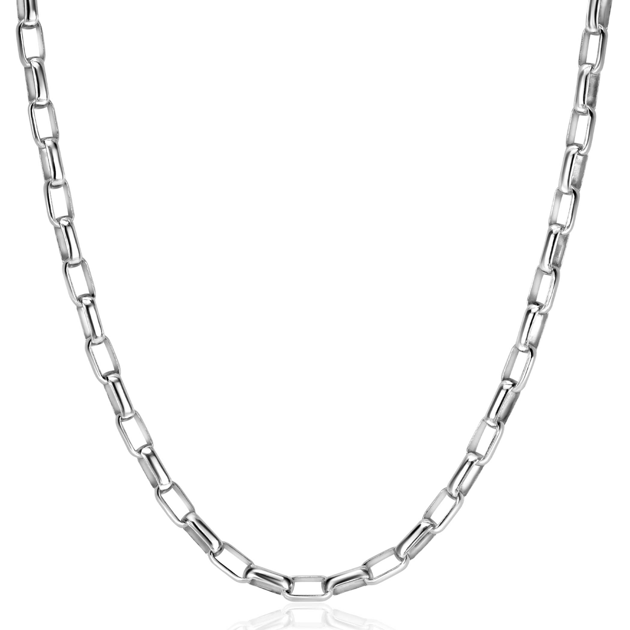 ZINZI Sterling Silver Chain Necklace Rectangular Chain width 3,8mm 45cm ZIC2514