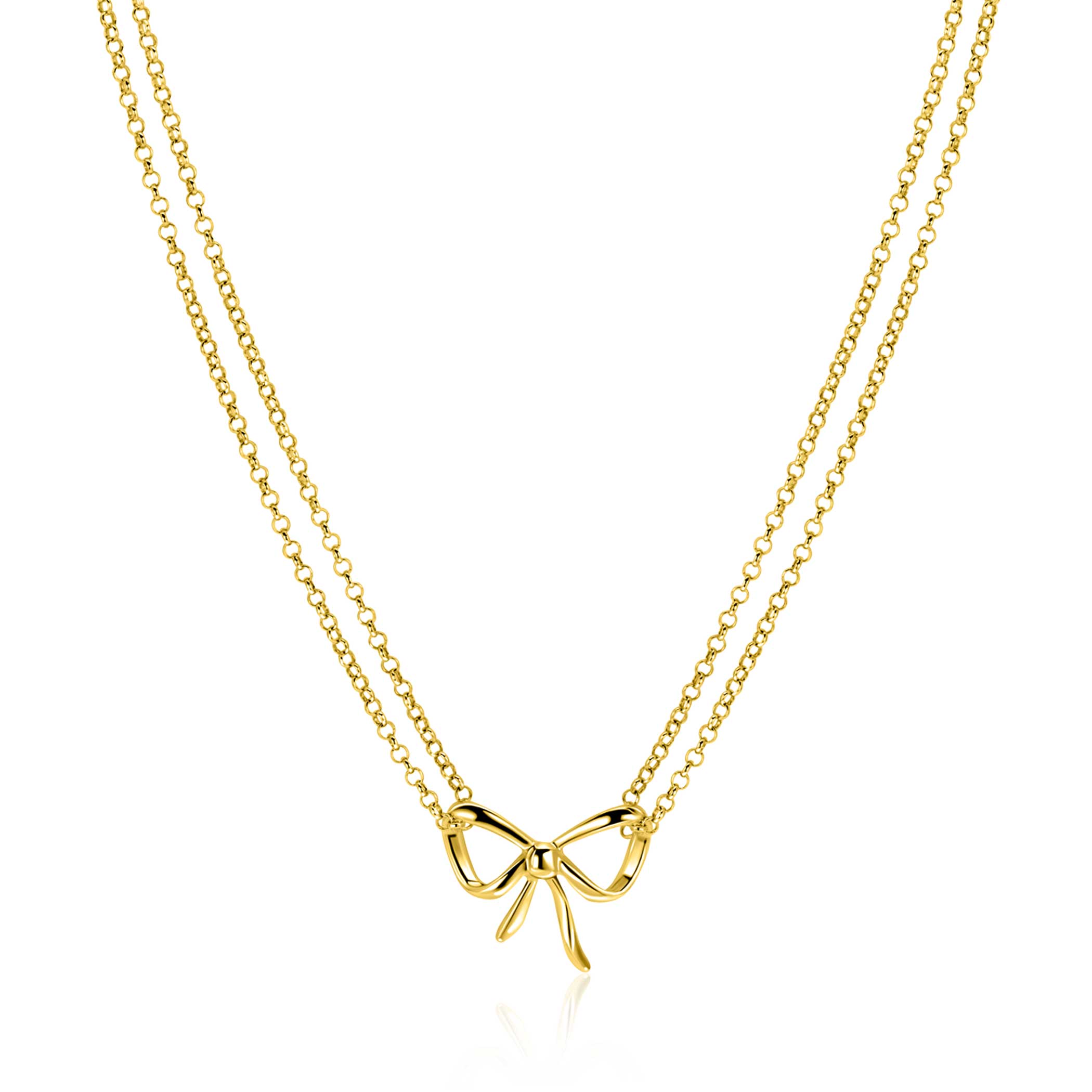 ZINZI gold plated silver multi-look necklace with elegant bow 40-43cm ZIC2677