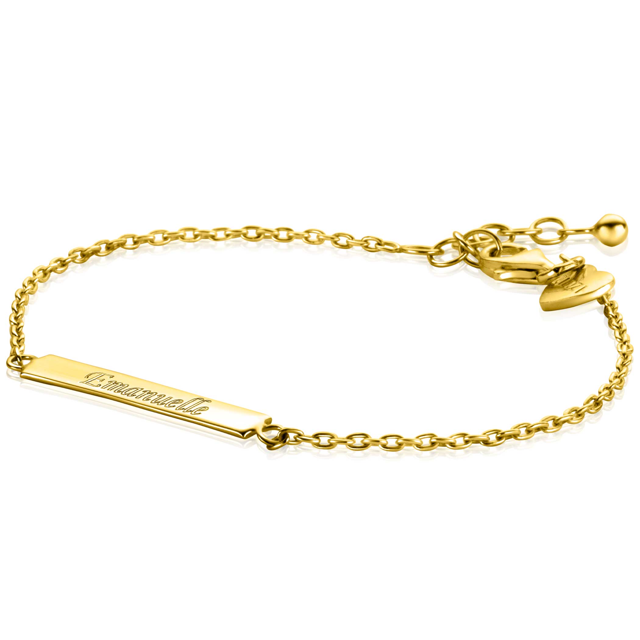 ZINZI Gold Plated Sterling Silver Bracelet with Shiny Plate for Engraving 17-20cm ZIA2344G