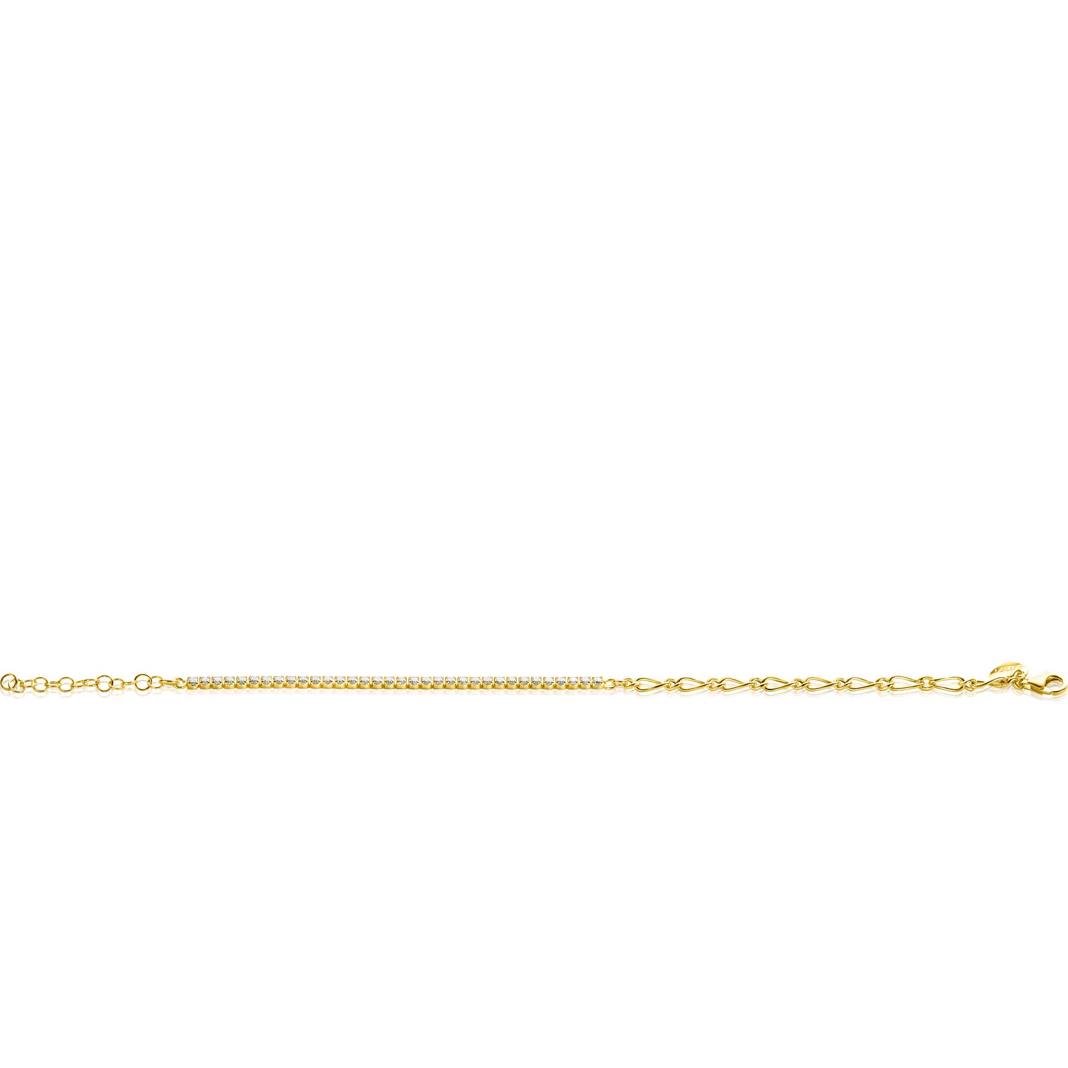 ZINZI Gold Plated Sterling Silver Fantasy Chain Bracelet Half Set with White Zirconias width 2,3mm 17-20cm ZIA2460Y
