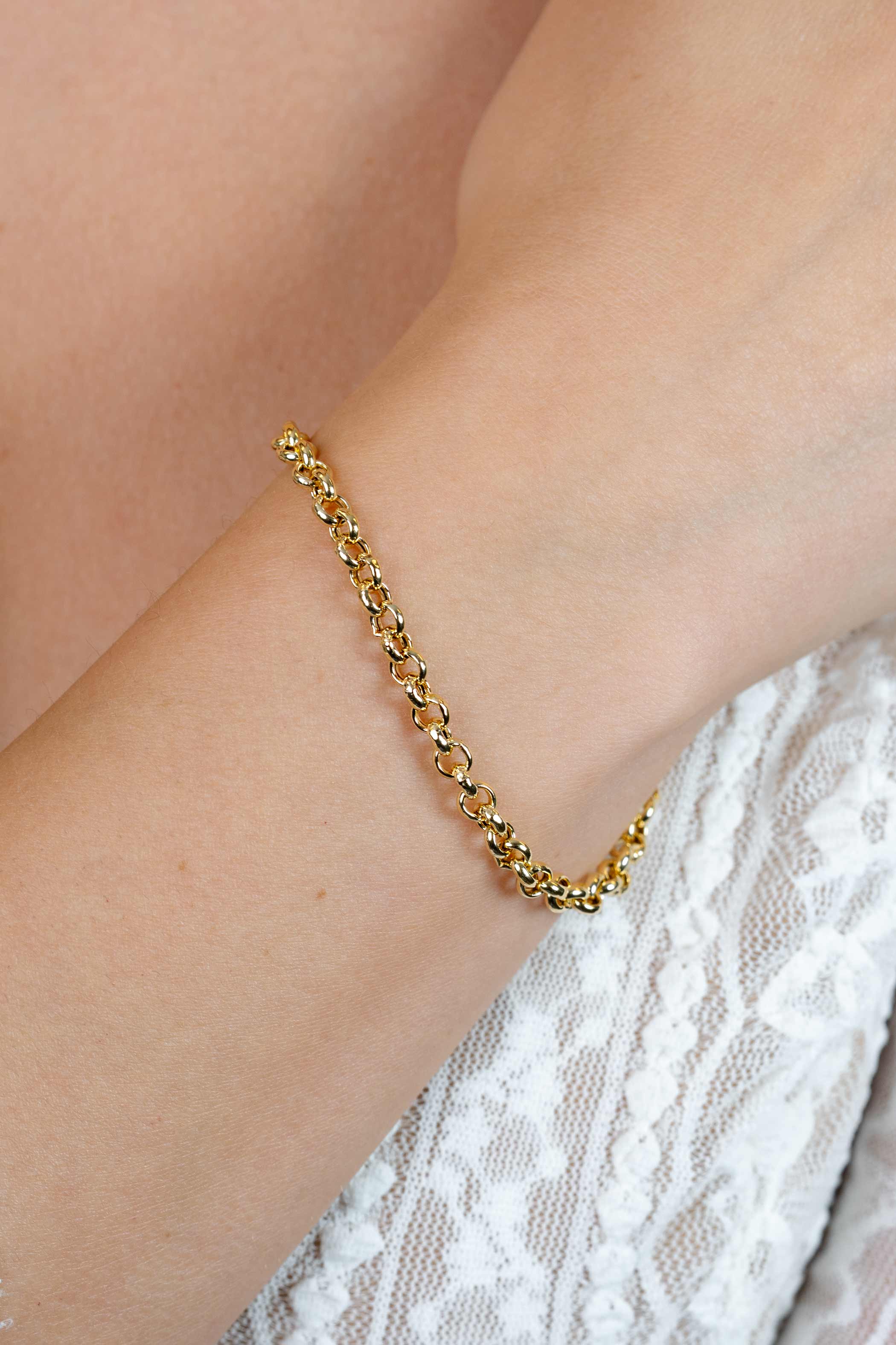 ZINZI Gold Plated Sterling Silver Rolo Chain Bracelet width 4,5mm 18cm ZIA1911G