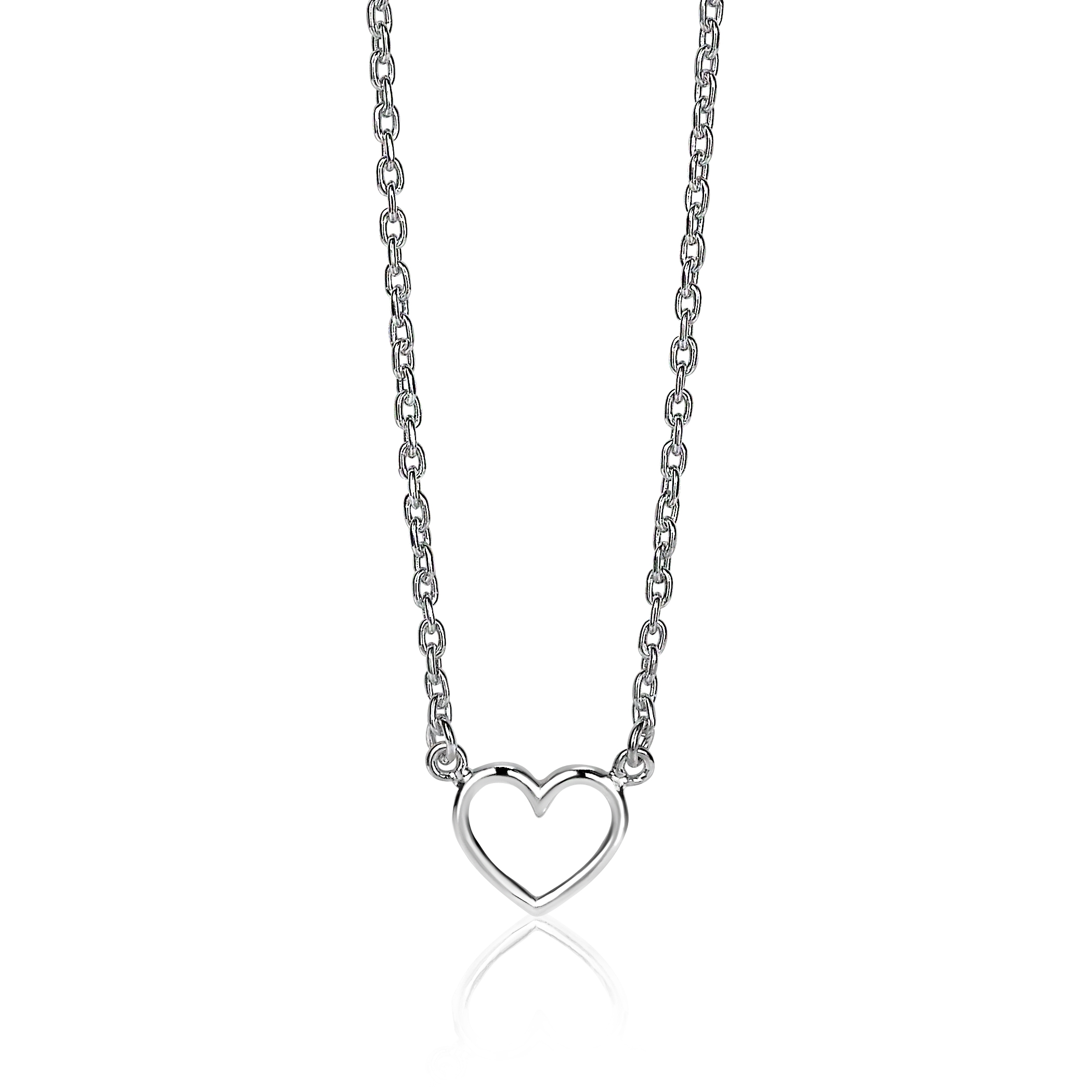 ZINZI Sterling Silver Necklace Open Heart 40-43cm ZIC1420