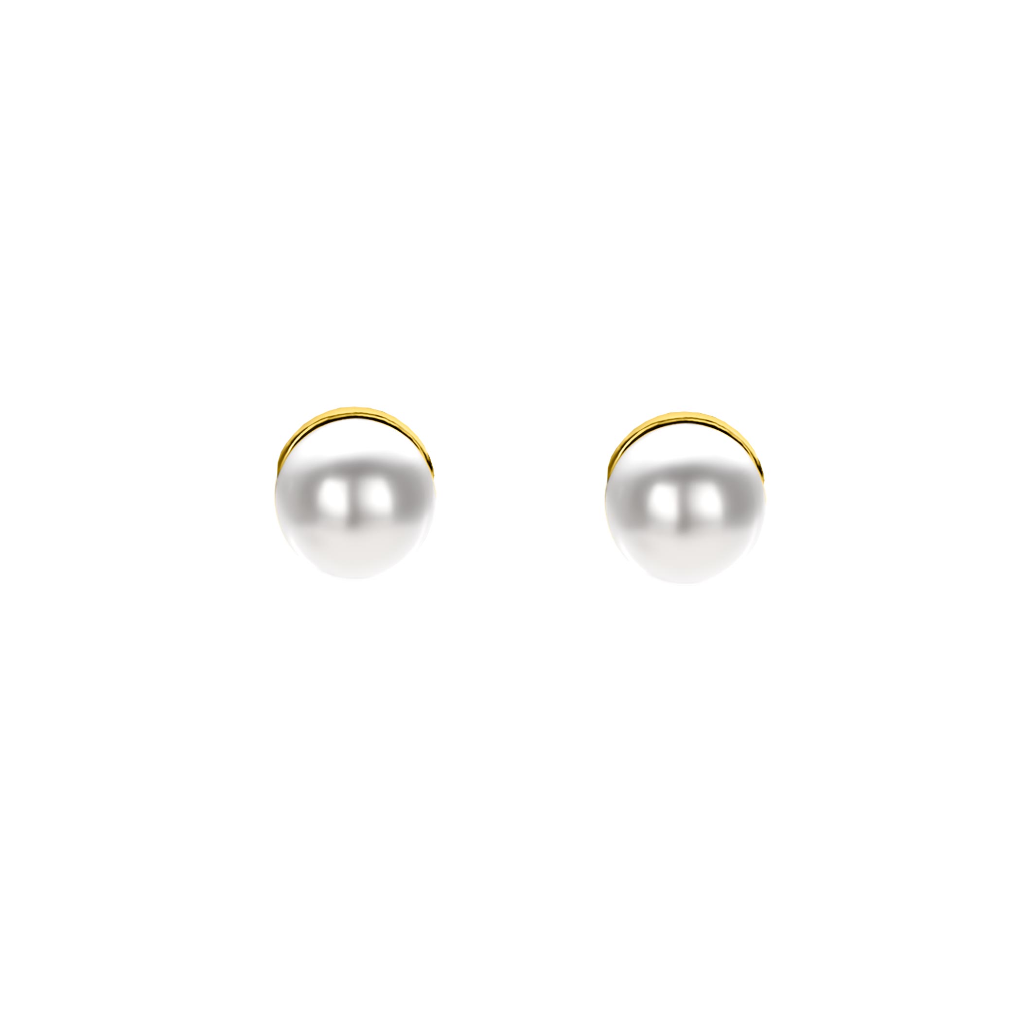 4mm ZINZI Gold plated Sterling Silver Stud Earrings with White Pearl ZIO1318Y
