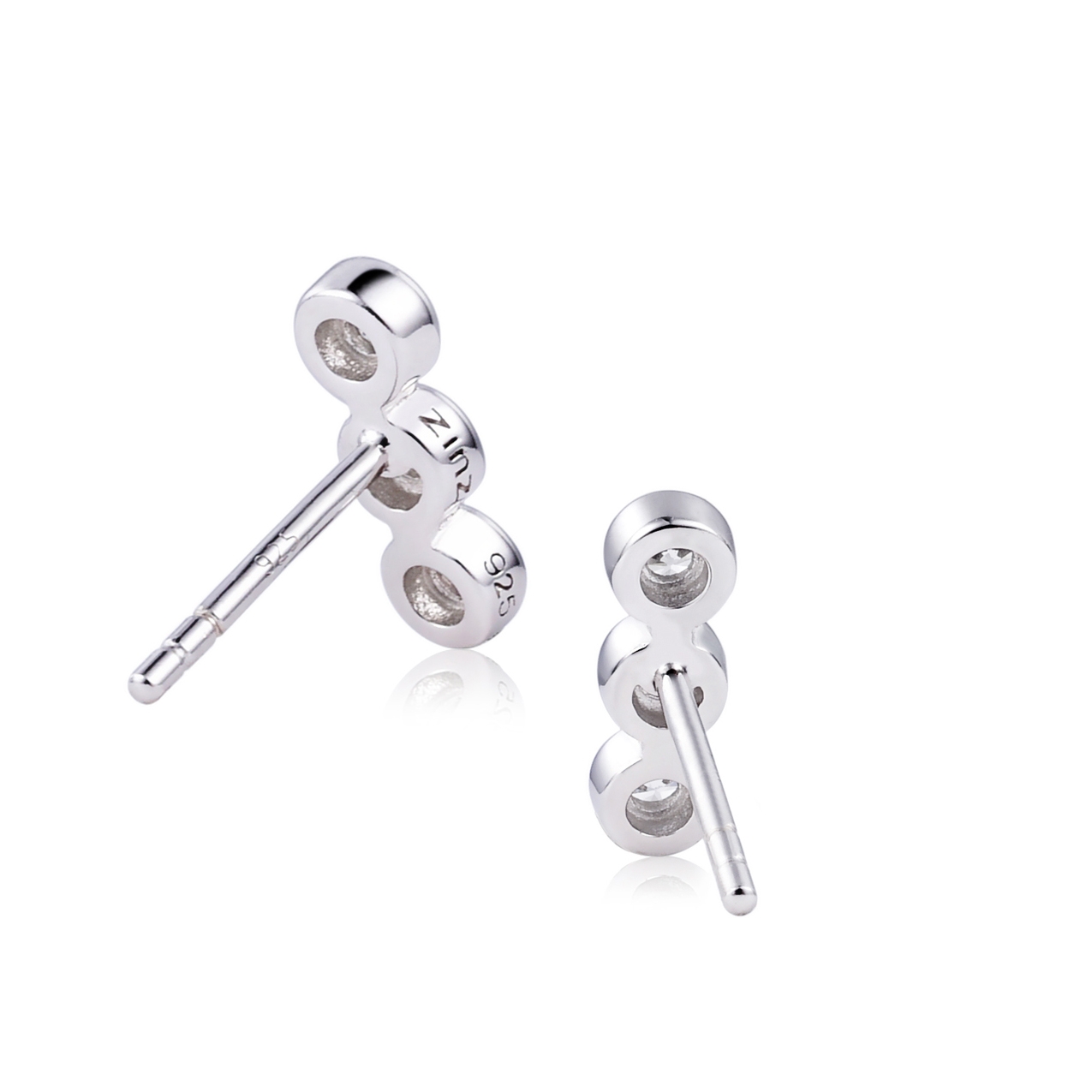 ZINZI Sterling Silver Stud Earrings 3x Round White ZIO1443
