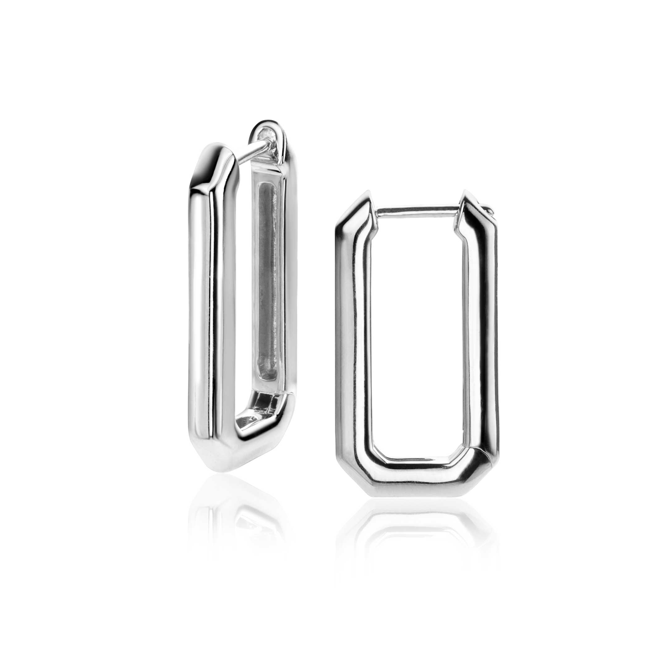 23mm ZINZI Sterling Silver Hoop Earrings Octagon width 3mm ZIO2494