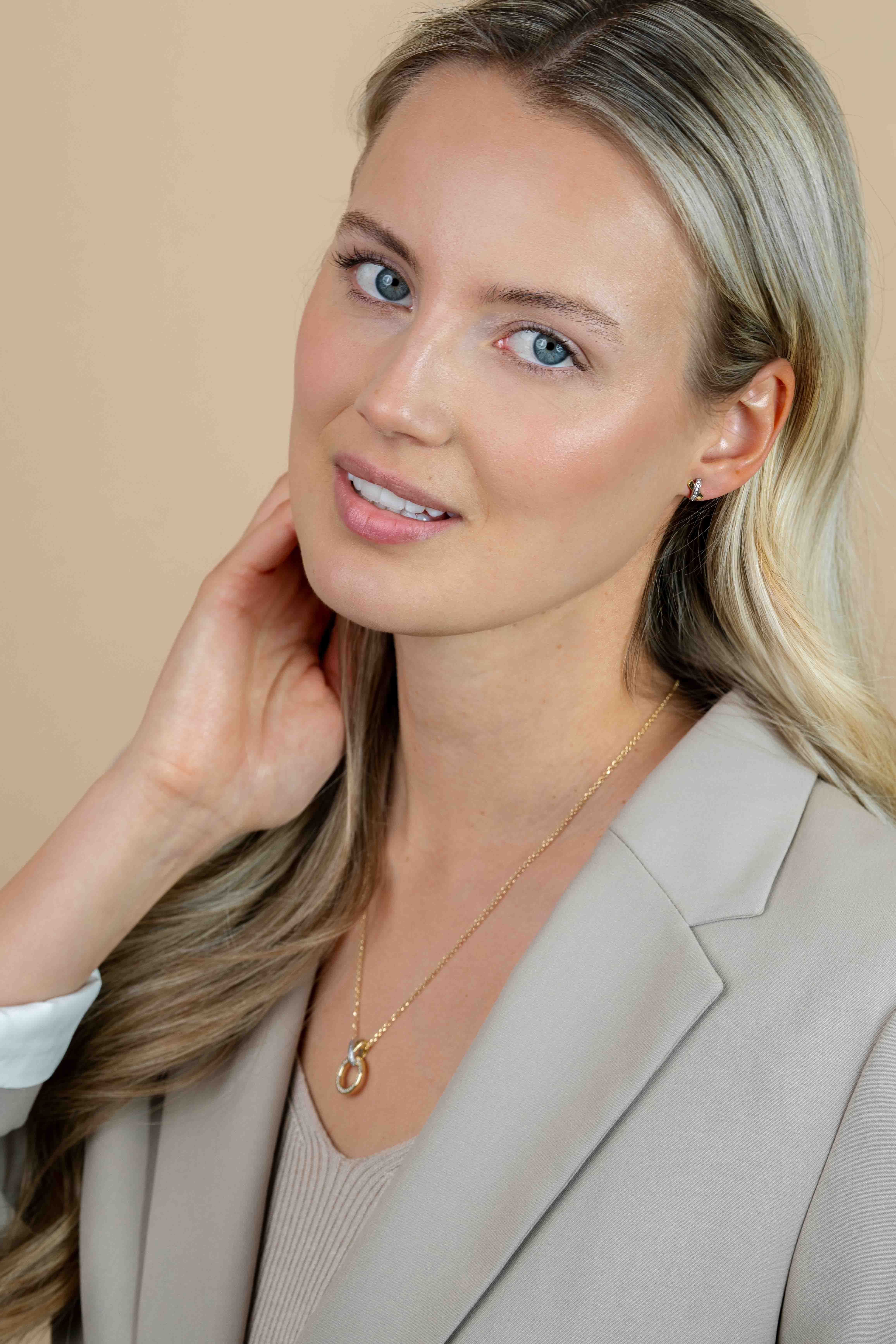 ZINZI Gold plated Sterling Silver Stud Earrings Crossover White ZIO1816Y