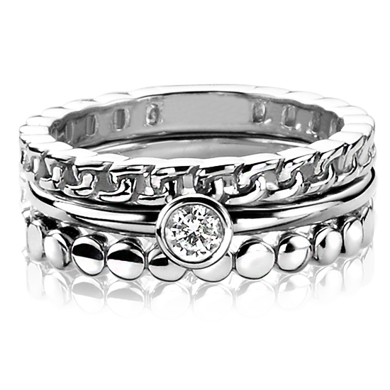 ZINZI Sterling Silver Stackable Ring Curb Chain Shiny ZIR1175