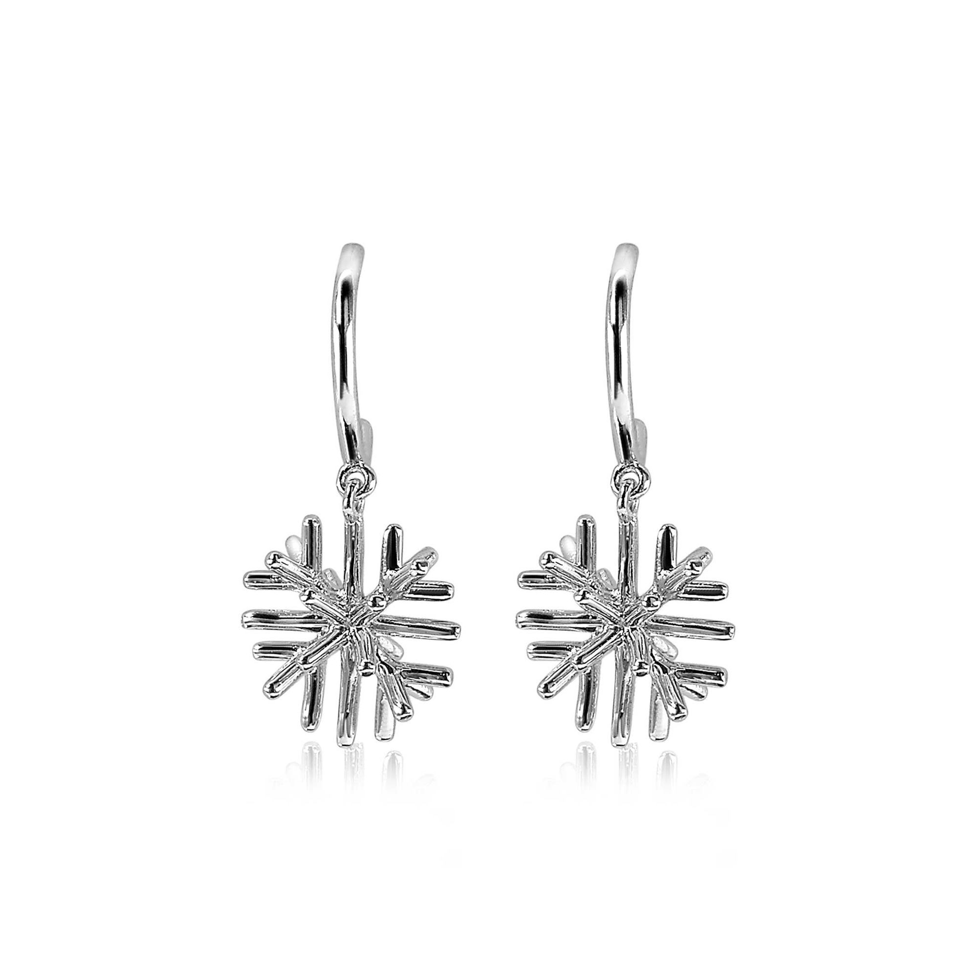 23mm ZINZI Sterling Silver Earrings Snow Crystal Charm ZIO1977