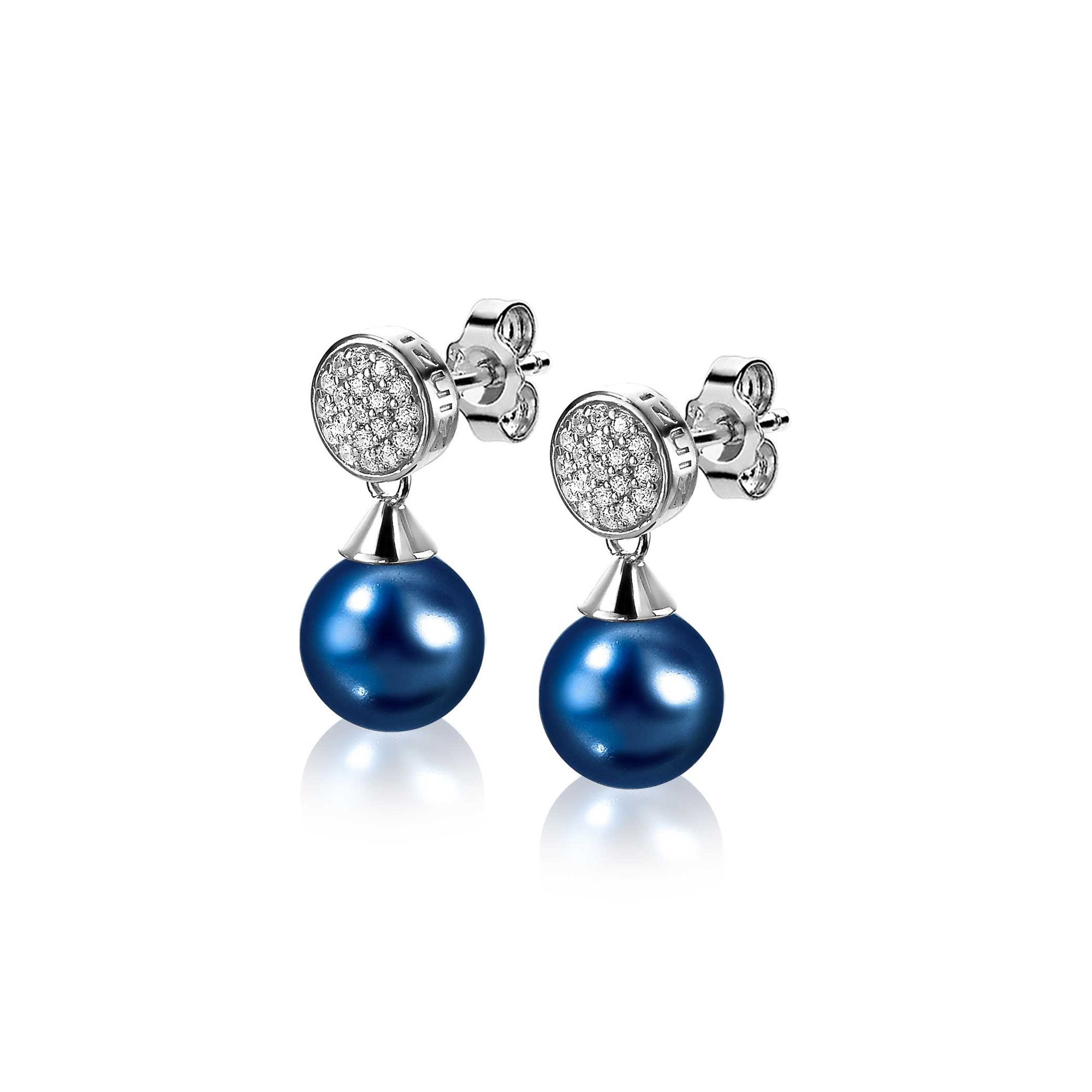 ZINZI Sterling Silver Pearl Stud Earrings Blue ZIO1151B