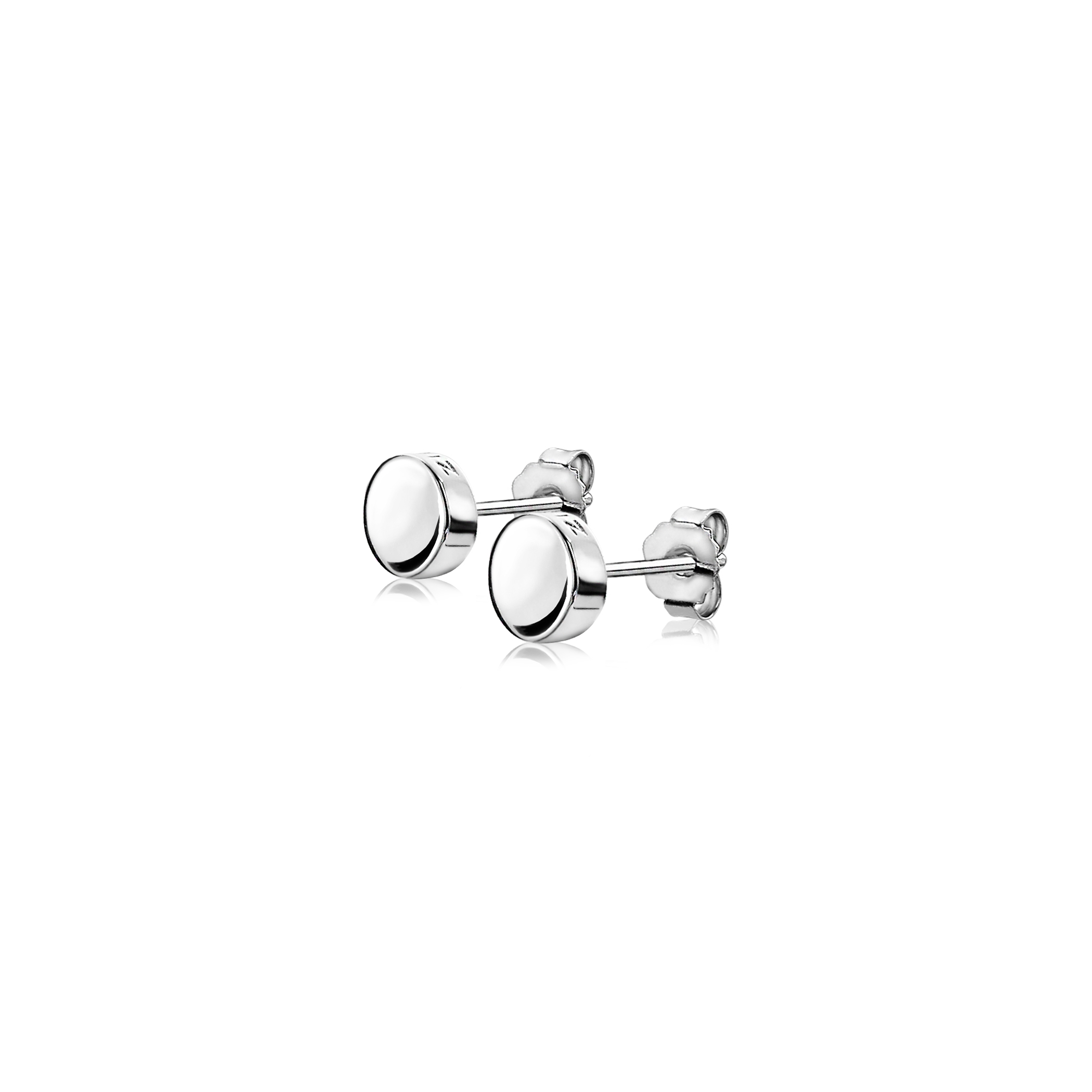 6mm ZINZI Sterling Silver Stud Earrings Shiny Round ZIO1376