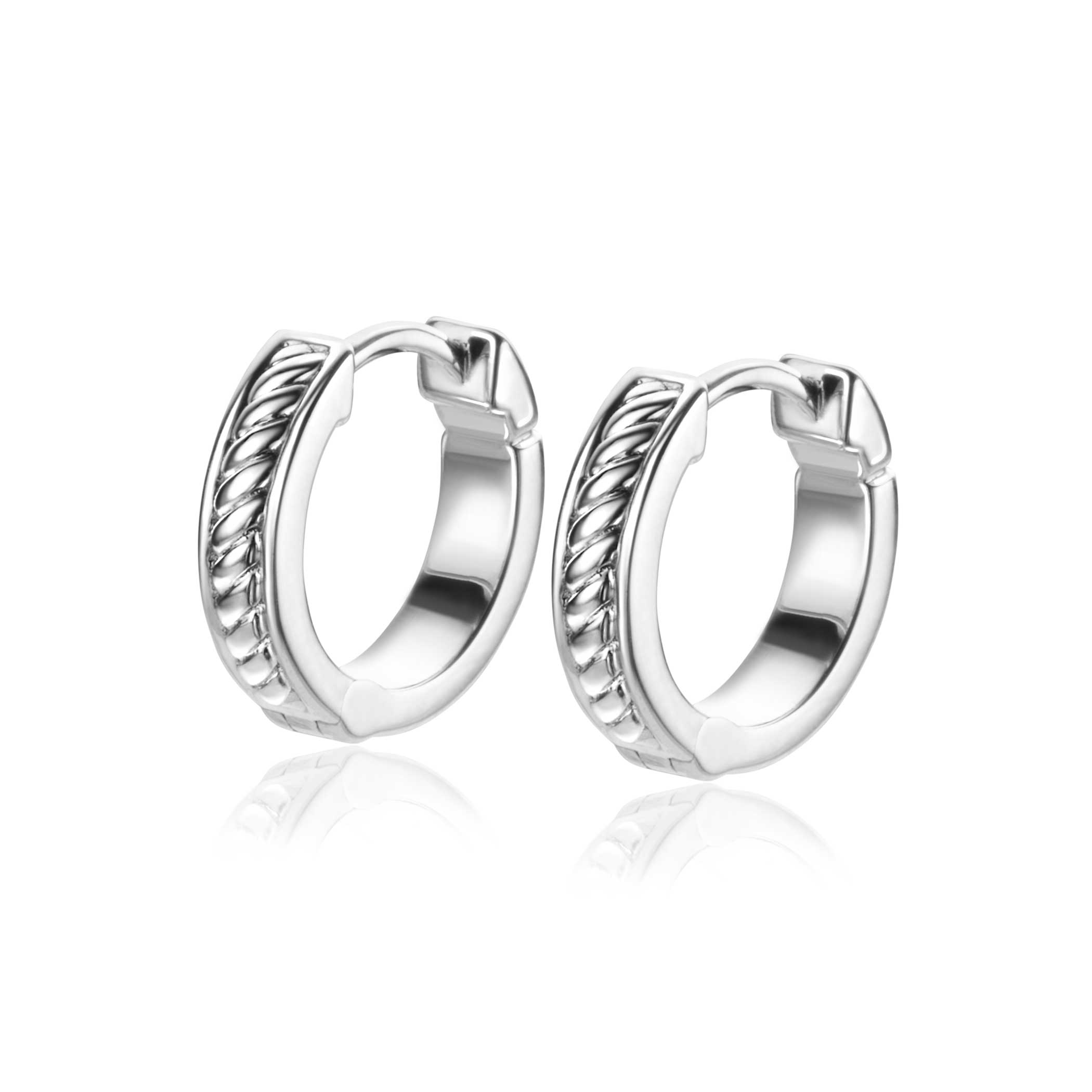 13mm ZINZI Sterling Silver Hoop Earrings Twist Design ZIO2395