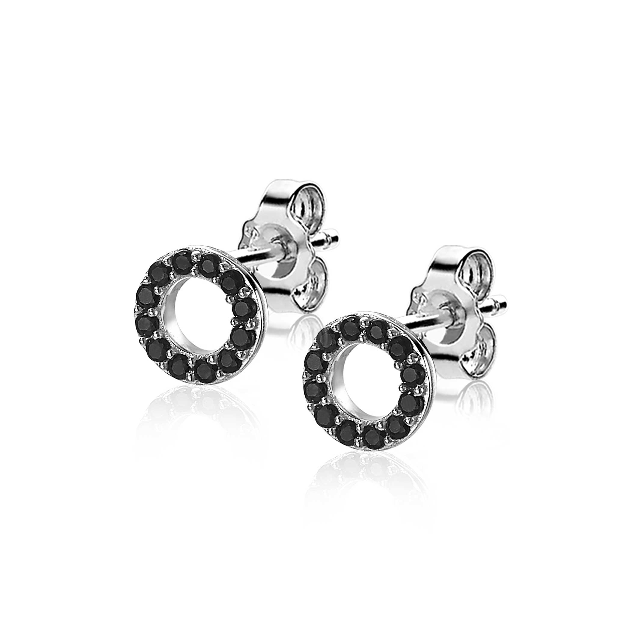 ZINZI Sterling Silver Earrings Open Circle Black ZIO1063Z